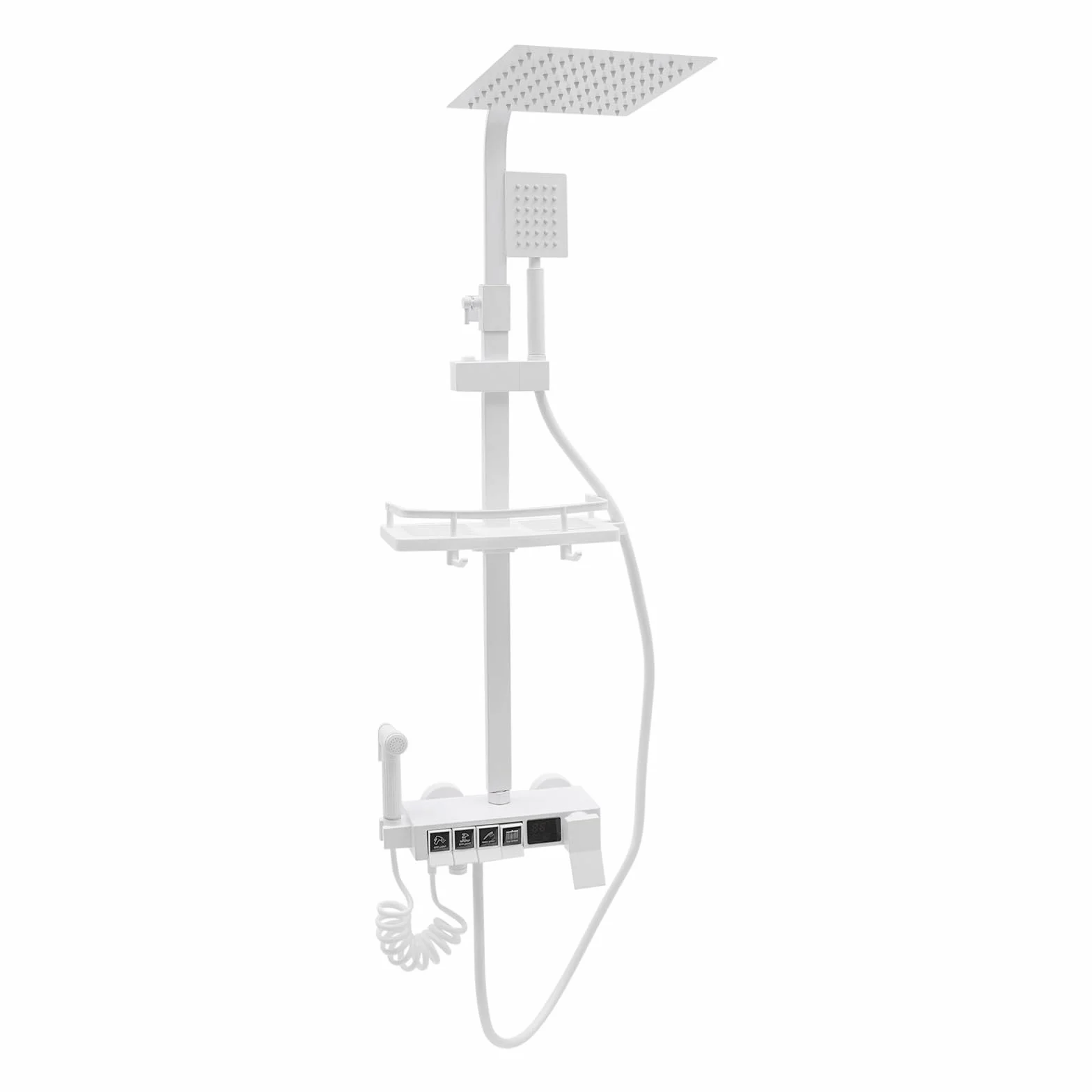 Kolumna prysznicowa, Led termostatyczna kolumna prysznicowa z cyfrowym wyświetlaczem 4 tryby i regulowana wysokość 75-110 cm 20 cm głowica prysznicowa, do hoteli, łaźni, basenów