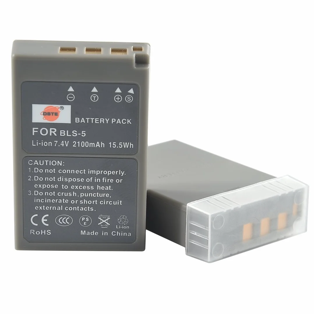 DSTE Zestaw ładowarek do akumulatorów BLS-5 PS-BLS5 (2100mAh/7.4V) kompatybilny z Olympus E-400 E-420 E-450 E-600 E-620 E-P1 E-P3 E-PL1E-PL2 E-PL5 E-PL6 E-PL7 E-PM1 E-PM2 E-PM2 M10 E PLE15