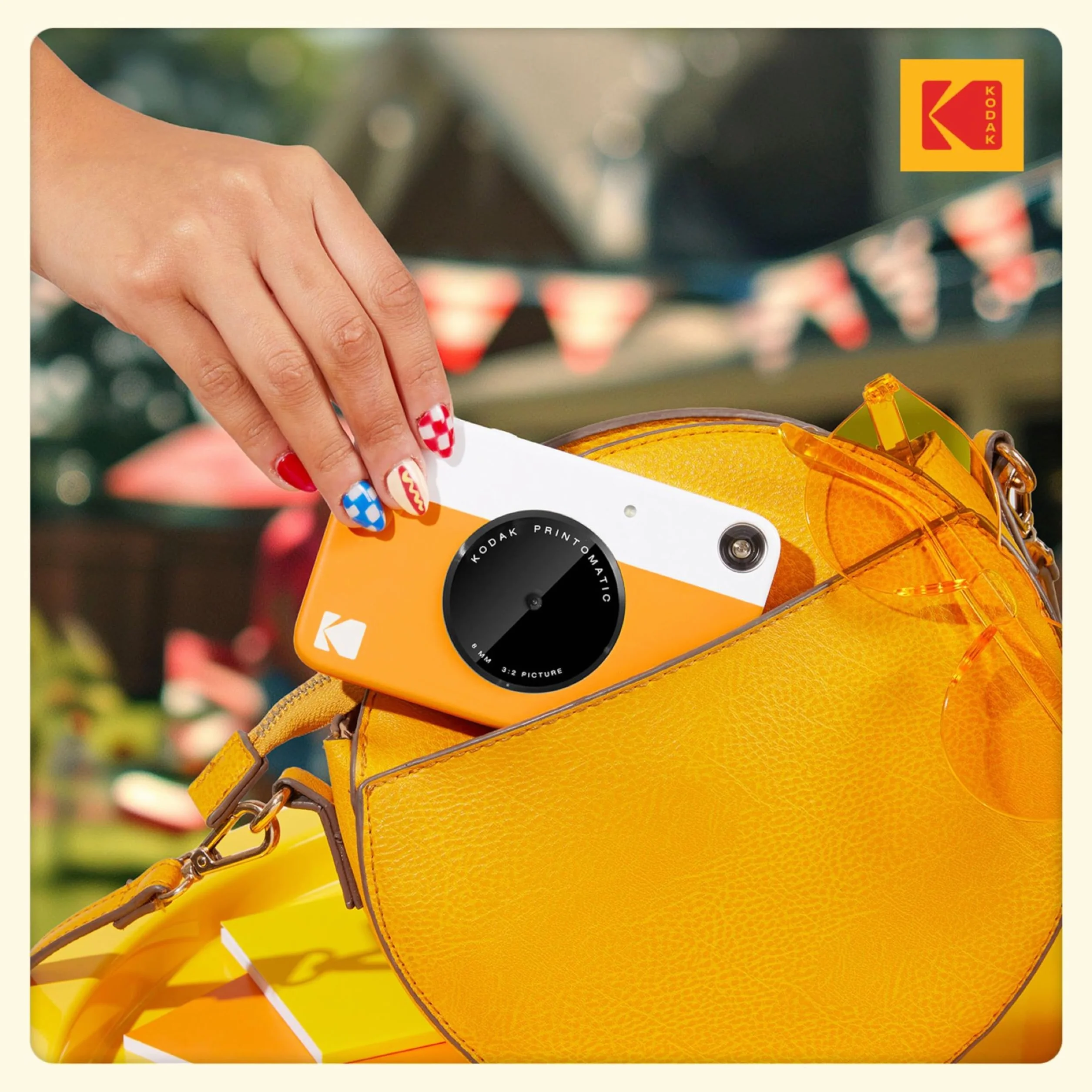 KODAK Printomatic zestaw aparatu błyskawicznego żółty papier cynkowy 20 arkuszy etui Deluxe