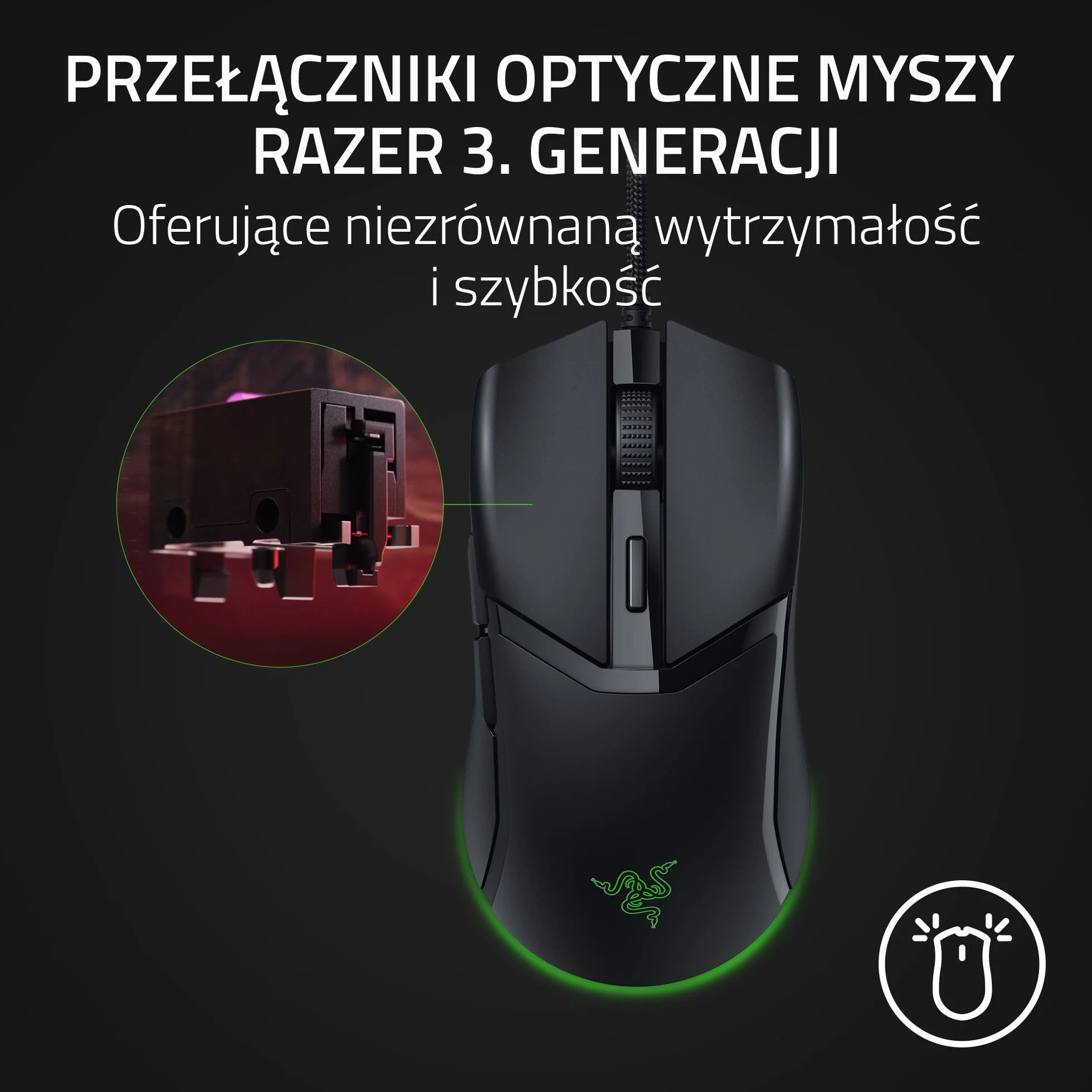 Razer Cobra przewodowa mysz do gier Chroma RGB 57 g optyczne przełączniki Gen-3 oświetlenie chromowe