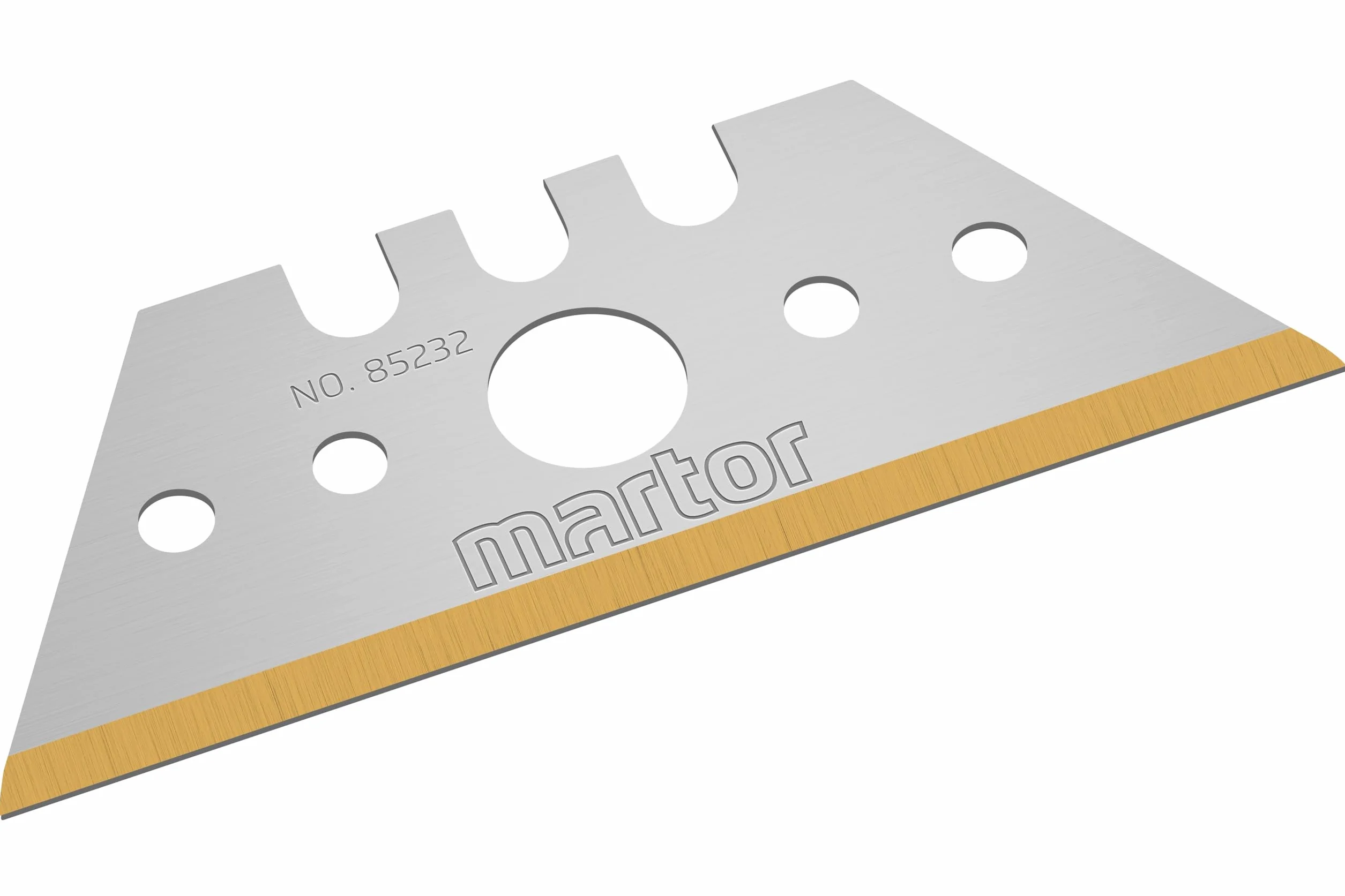 MARTOR 10 x ostrza trapezowe, ostrza zamienne do noży, noże bezpieczeństwa, 19 mm, ostre, w dozowniku, powłoka TiN, dwustronne, nr 85232