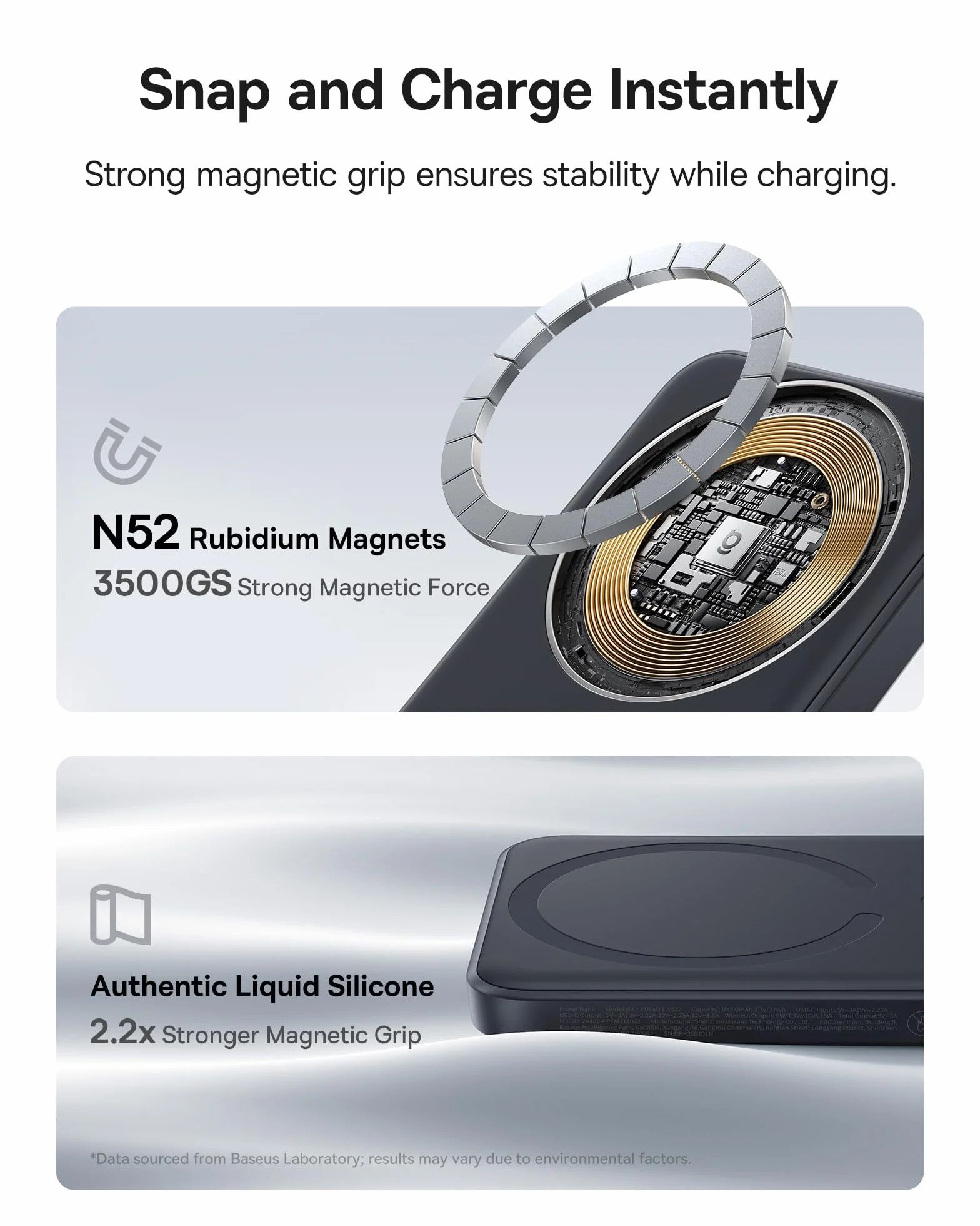 Baseus Enerfill MagSafe Powerbank 10 000 mAh, 22,5 W, magnetyczny powerbank, USB C, bezprzewodowy zewnętrzny powerbank, kompatybilny z iPhone 16/15/14/13/12/Pro/Pro Max, czarny