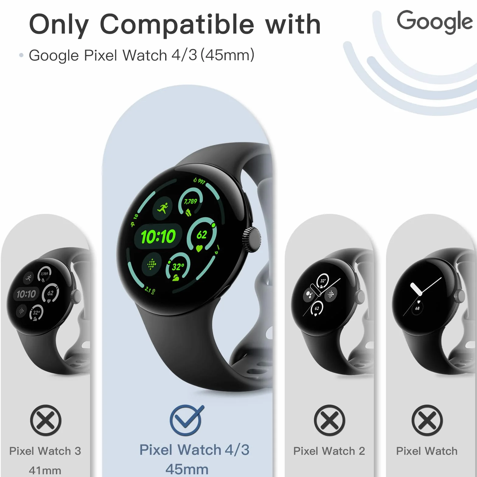 JETech Ochraniacz Ekranu dla Google Pixel Watch 4/3 45mm (Tylko Ochrona Ekranu 41mm), Antyzarysowania Samoleczący Miękki Folia TPU, HD Wyczyść, 6 Sztuki