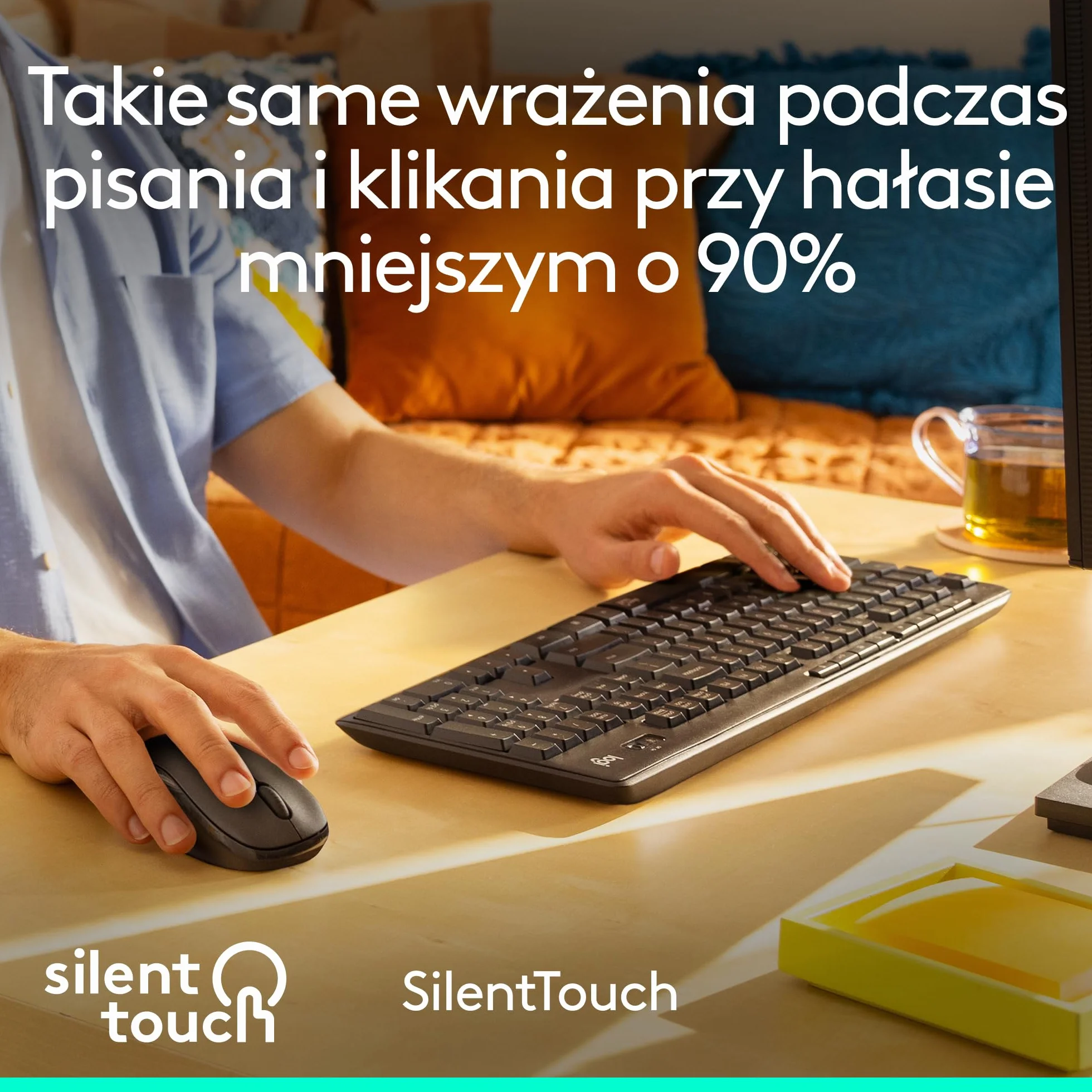 Logitech MK295 Silent, zestaw myszy i klawiatury bezprzewodowej, SilentTouch, QWERTY US Intl - Szary