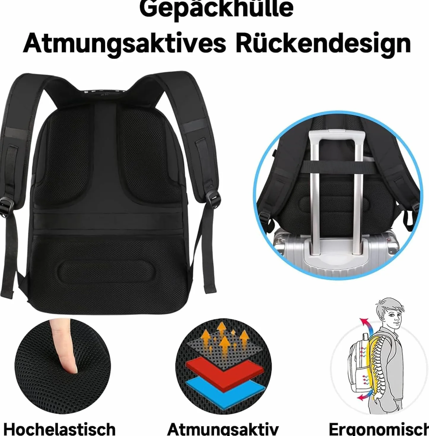 MATEIN Duży Plecak na Laptopa 18 Cala, antykradzieżowy Torba Biznesowa Podróżny Czarny