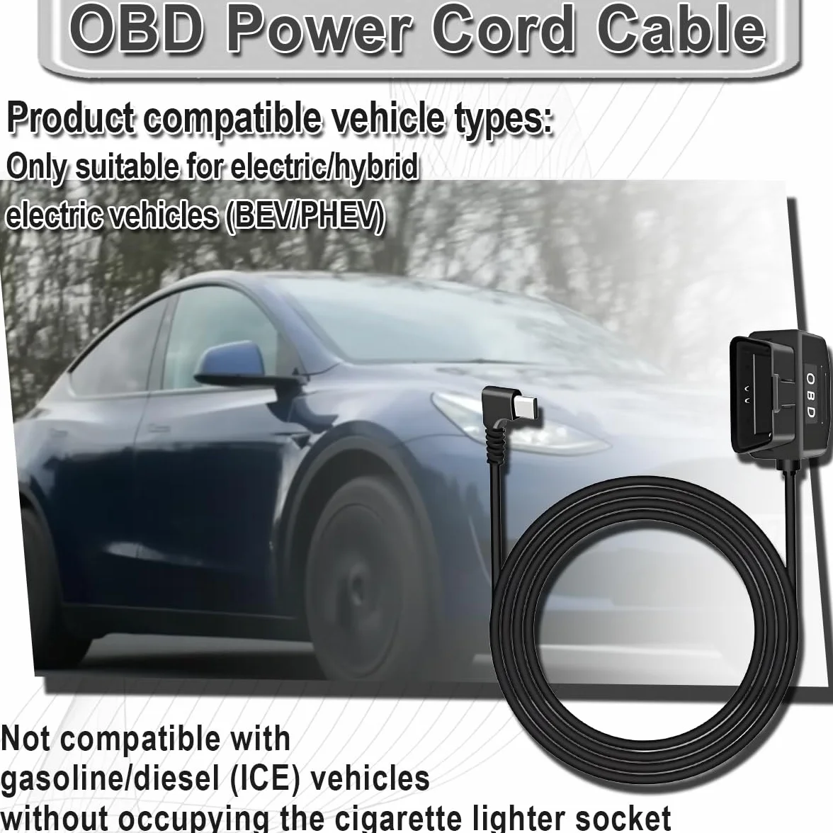 Kabel zasilający Type-C OBD Adapter do Dashcam GPS Radar OBD2 90 stopni 12-24 V do 5V/3 A sztywne złącze