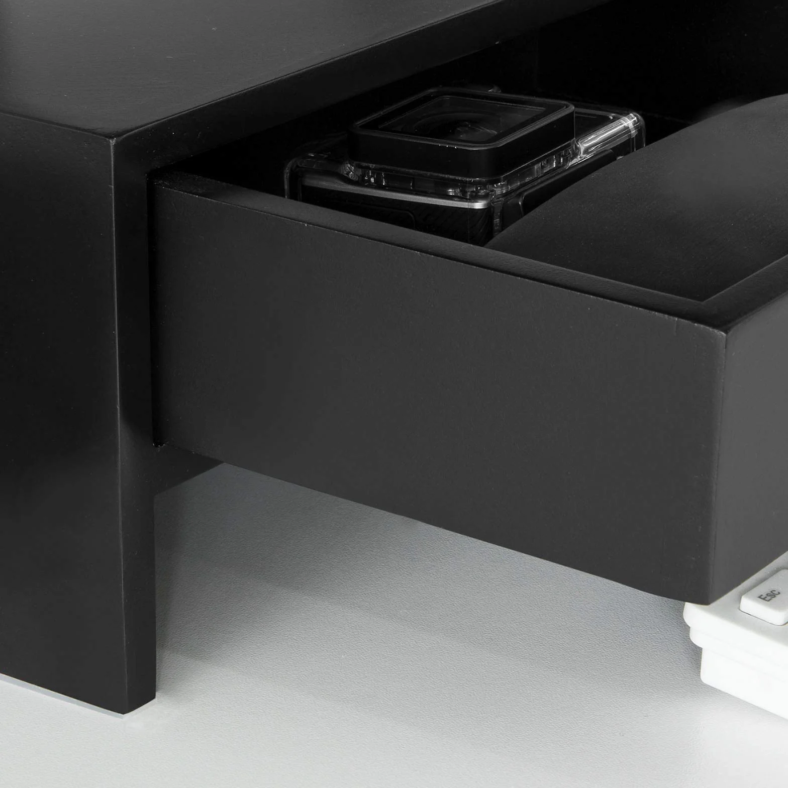 SoBuy Organizer na biurko z 2 szufladami, stojak na monitor, czarny, 47x11x18 cm BBF02-SCH