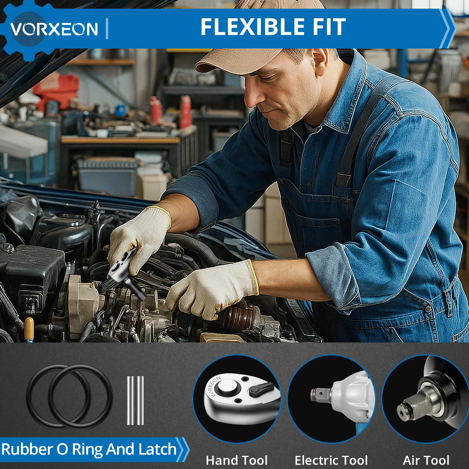 Zestaw 10 sztuk 1/2" kluczy sześciokątnych 5-19mm & 10 sztuk kluczy z końcówkami Torx T25-T80, materiał ulepszony Stal S2 z pudełkiem do przechowywania