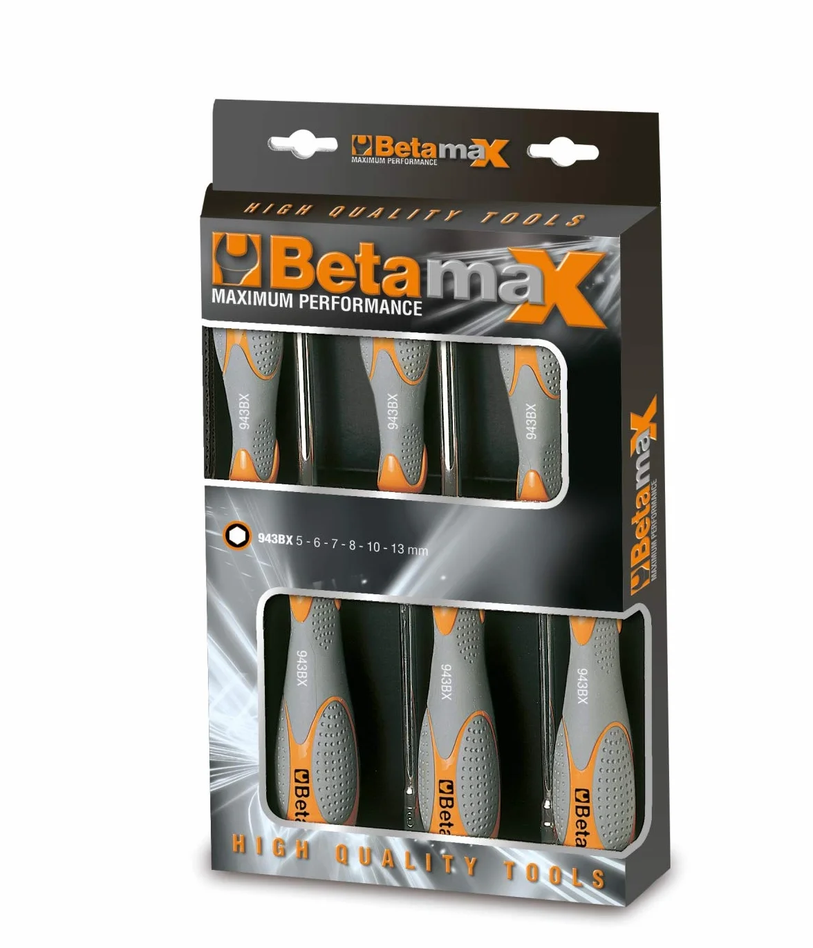 Beta 944BX / D6 - sześciokątny zestaw kluczy nasadowych, 6-częściowy, z uchwytem bimateriałowym (art. 943BX)