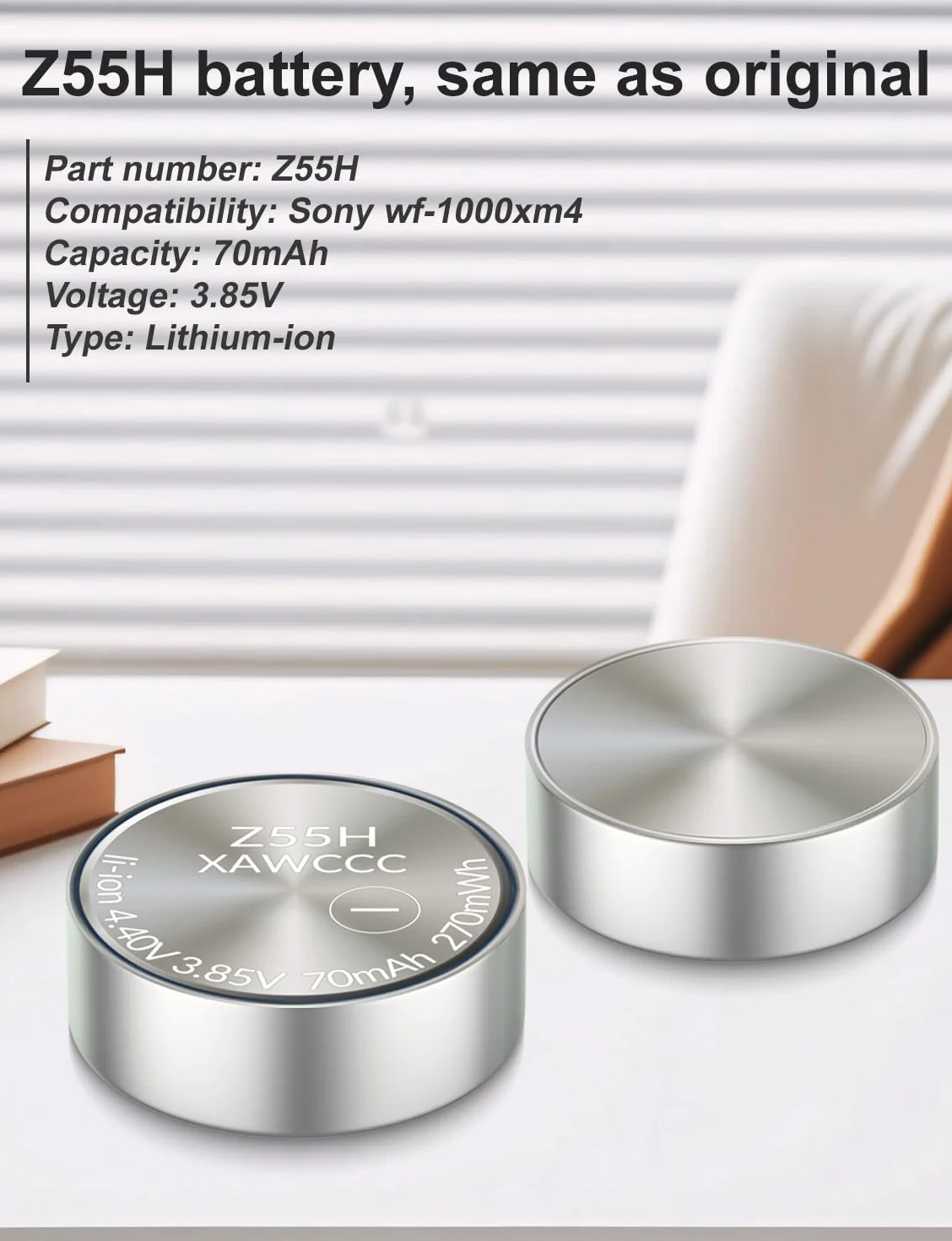 Baterie Z55H 3,85V 70mAh do WF-1000XM4 WF-1000XM3 WF-SP900 WF-H800 WF-SP700N WF-XB700