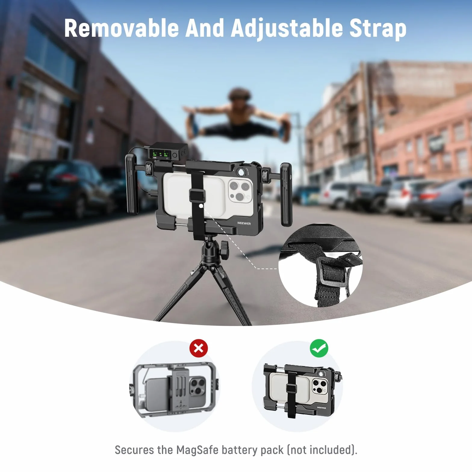 NEEWER Uniwersalna platforma wideo do smartfona z uchwytami 67 mm kompatybilna DJI iPhone Samsung Galaxy Android