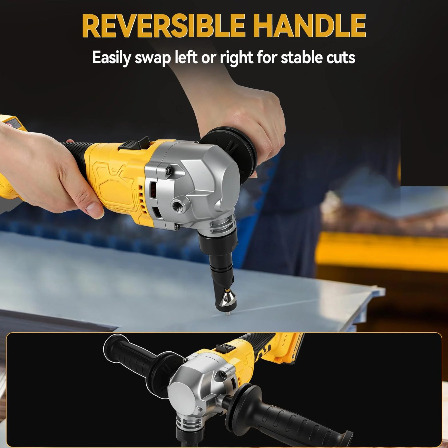 Akumulatorowe nożyce do blachy, kompatybilny z Dewalt 18/20 V, 2200 obr./min, 800 W, bezszczotkowe nożyce do metalu, obracany o 360°, 3-stopniowy stopień cięcia stali nierdzewnej, aluminium (bez