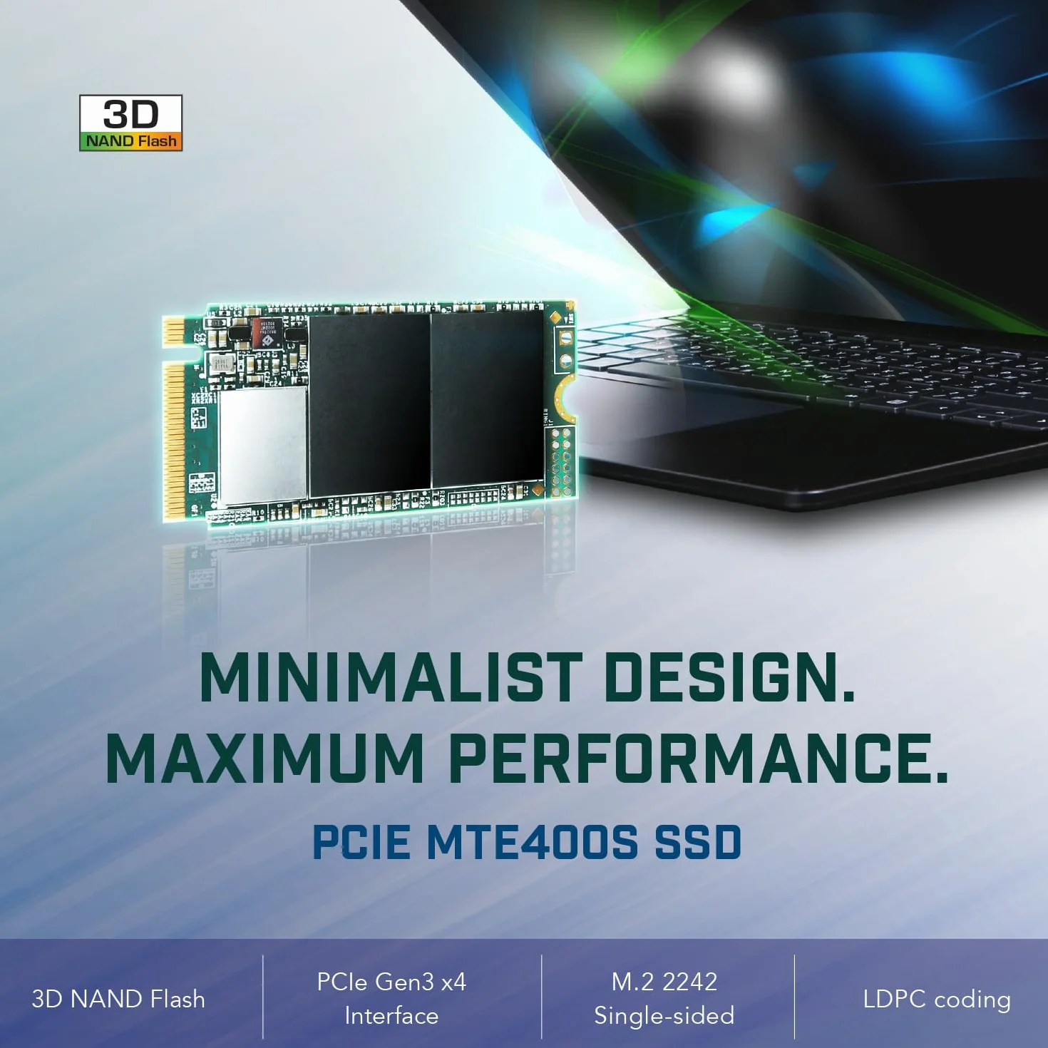 Transcend MTE400S 512 GB NVMe PCIe Gen3 x4 M.2 2242 Internal SSD 3D TLC NAND
