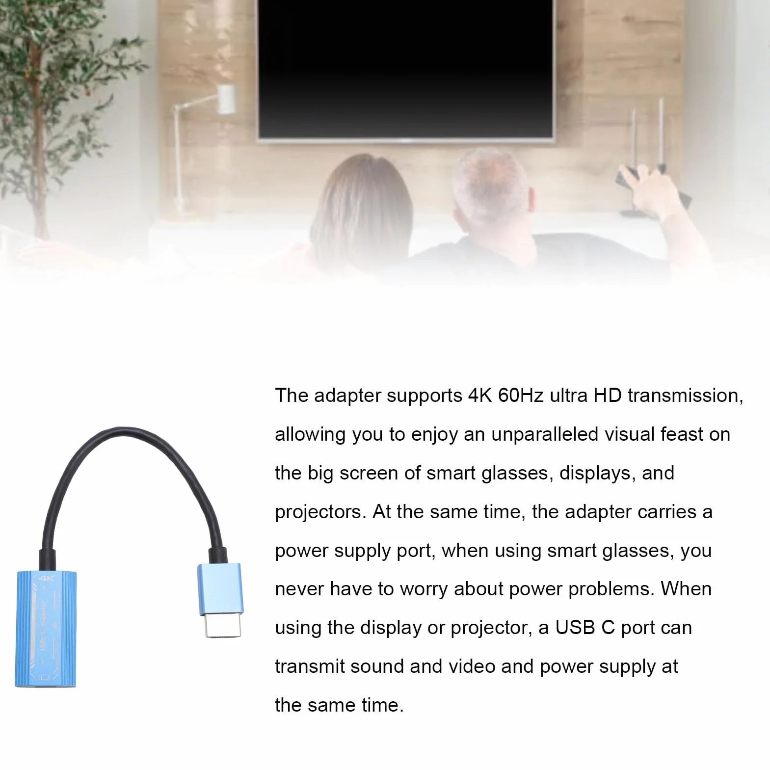 HDMI do Adaptera USB C 4K 60Hz PD 100W dla Okularów AR, Laptopa, Projektory USB C, Plug and Play Glaw Aluminium Dwukierunkowy Konwerter