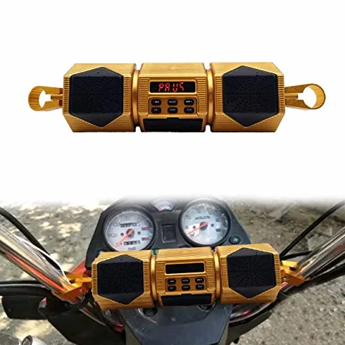 Motocykl Odtwarzacz MP3 na Kierownicę GłOśNik Muzyka Bluetooth Radio FM Wodoodporny Regulowany Wspornik Audio Stereo 12V