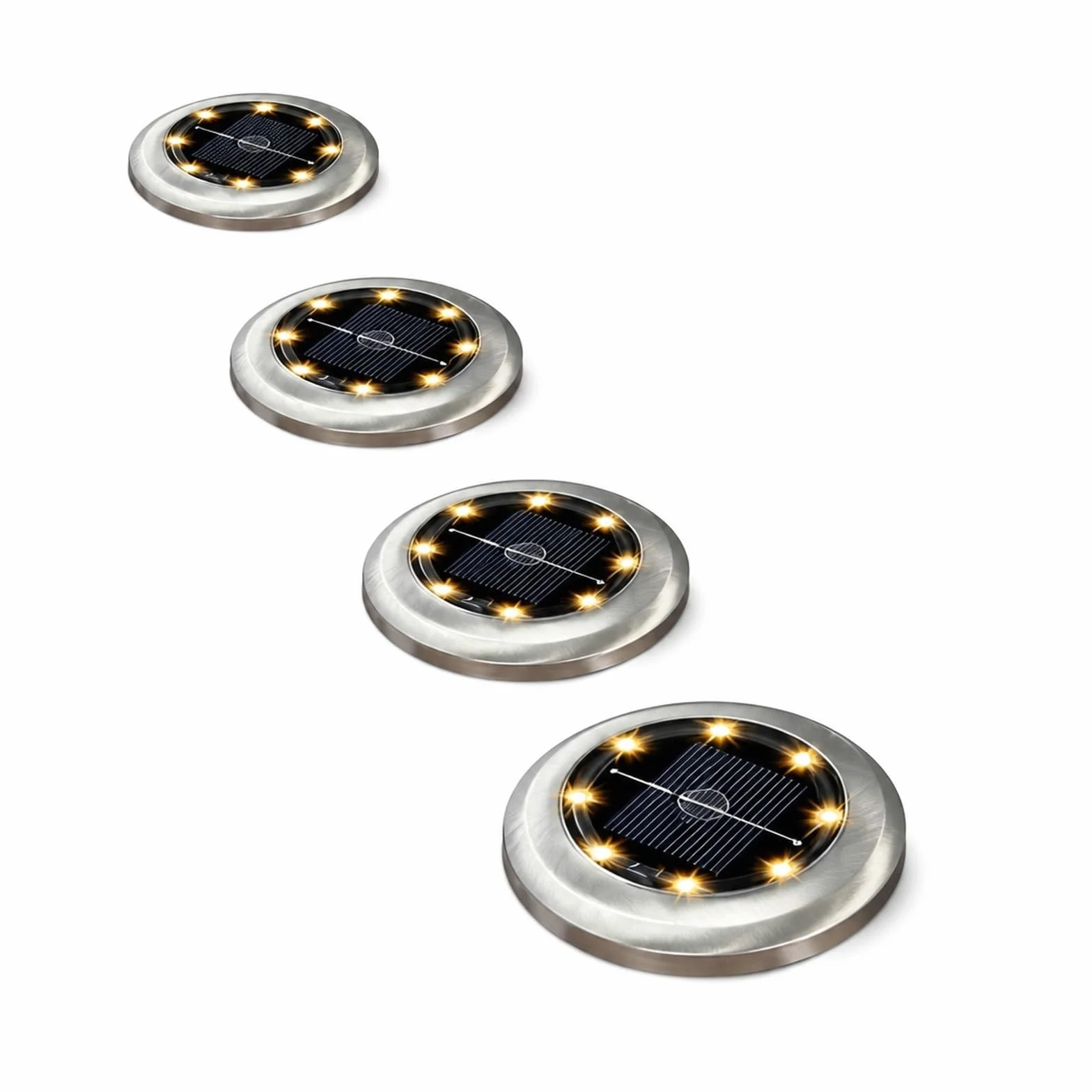 Lampy Solarne Naziemne, 10 Szt. Solarne Światło Gruntowe Zewnętrzny Dysk 8LED do ścieżki tarasowej(10pcs white light)