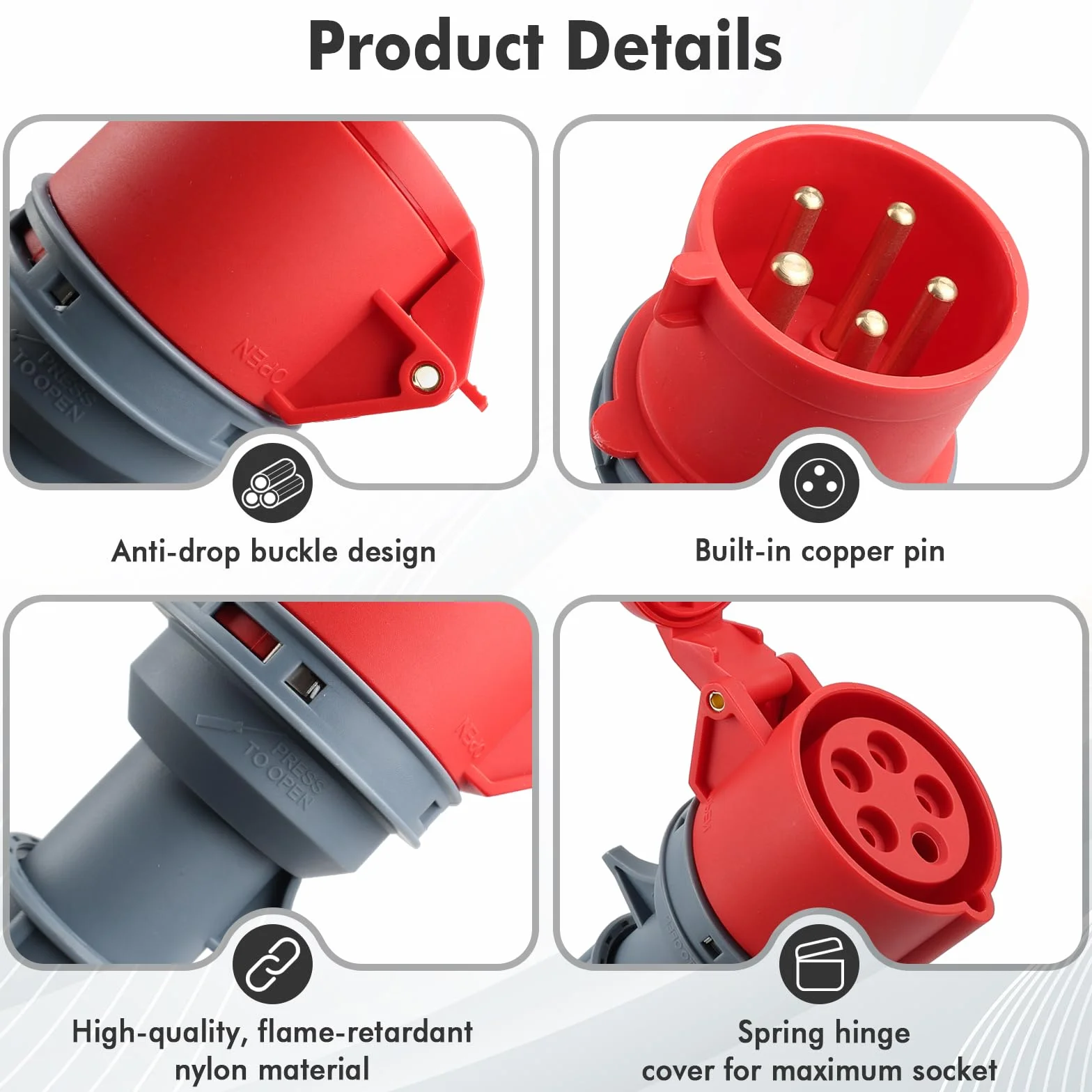 Adapter CEE 32A do 16A, wtyczka CEE IP44 z wyłącznikiem nadprądowym, wtyczka 32A 400V do gniazda 16A 400V, przedłużacz wysokonapięciowy CEE, adapter wysokonapięciowy i gniazdo (32A do 16A)