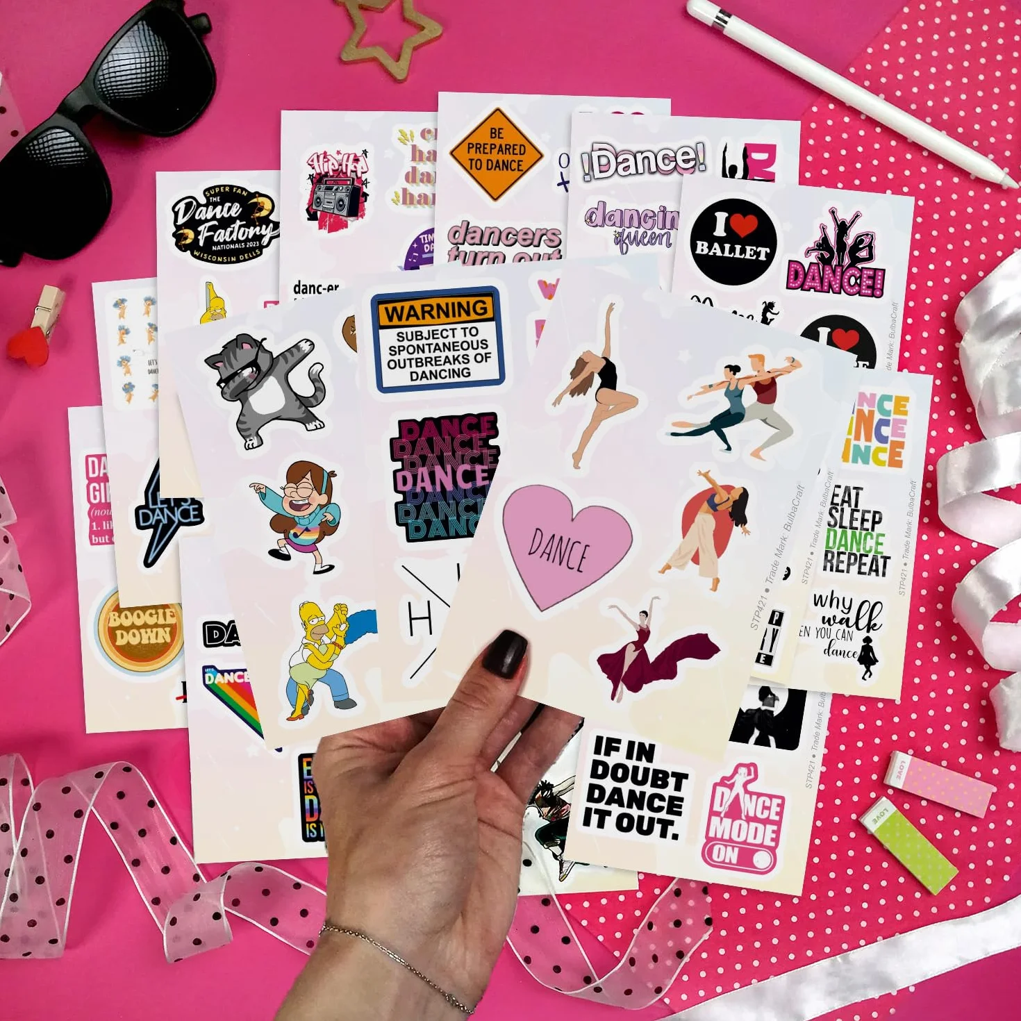 Naklejki Taniec na Butelki z Wodą, Naklejki do Scrapbookingu, Naklejki na Laptopa, Prezenty dla Tancerek i Nauczycieli Tańca - Dance Stickers