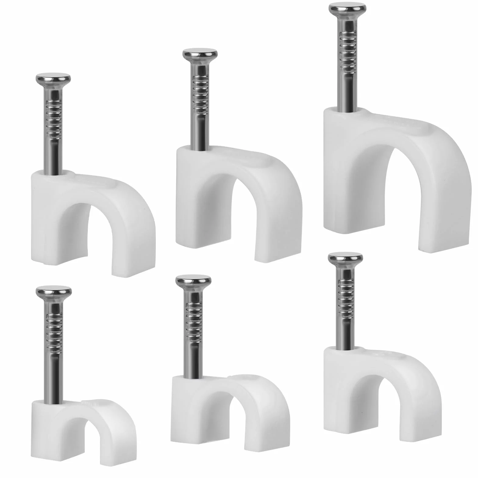 URAQT Zaciski do kabli 600 szt. Zaciski do gwoździ okrągłych wsporników kablowych z klipsami do kabli wtykowych 4 mm, 6 mm, 8 mm
