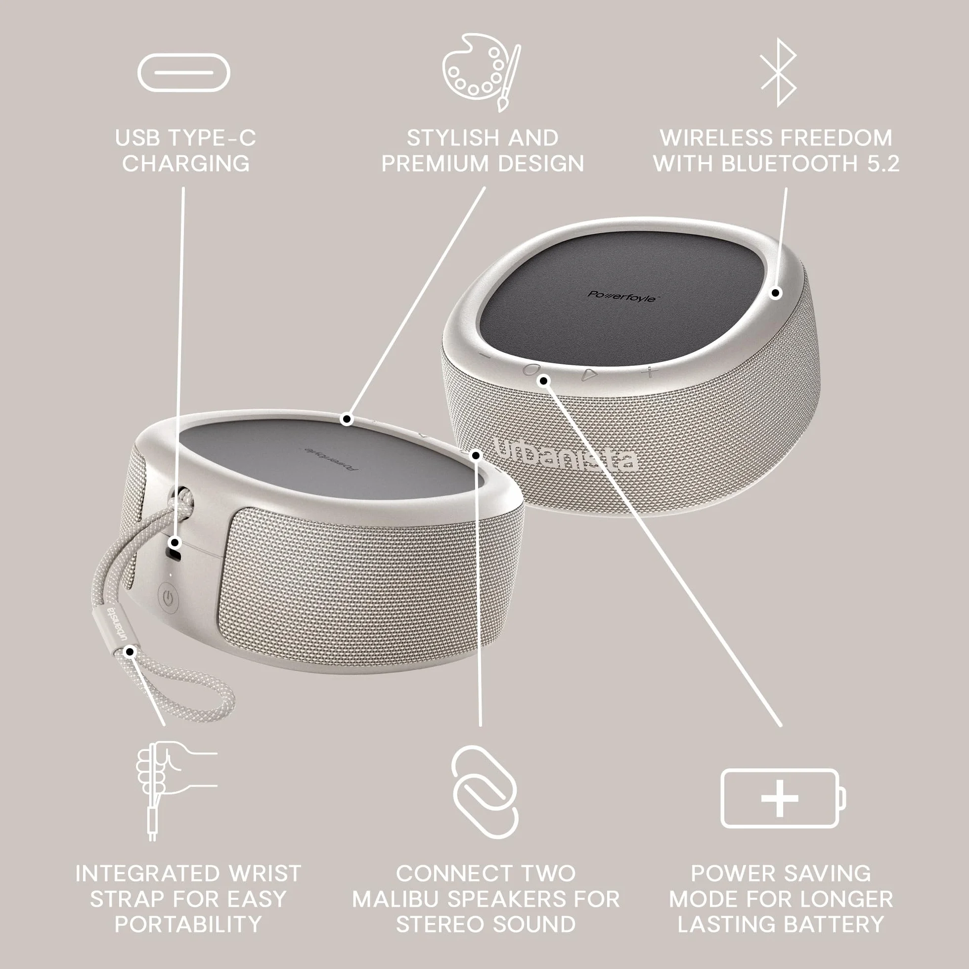 Urbanista Malibu Przenośny głośnik Bluetooth ładowany energią słoneczną