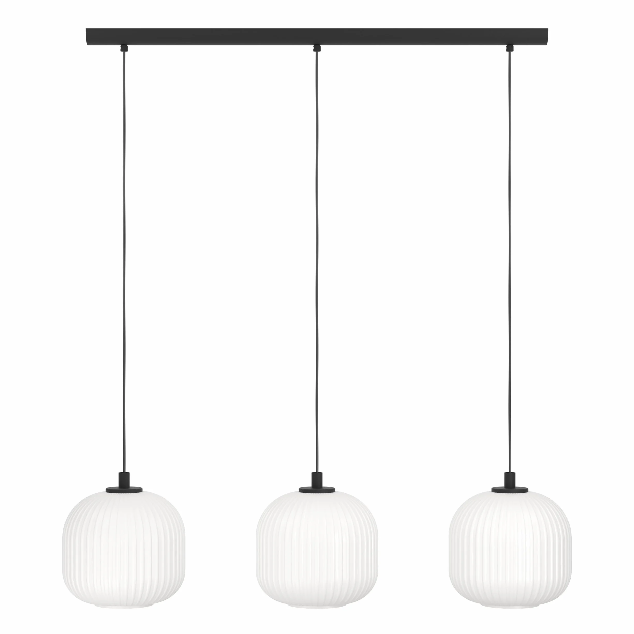 EGLO lampa wisząca Mantunalle, 3-punktowa lampka wisząca stół jadalny | oświetlenie z metalu w kolorze czarnym i szkła w kolorze białym, oprawka E27, 120 cm