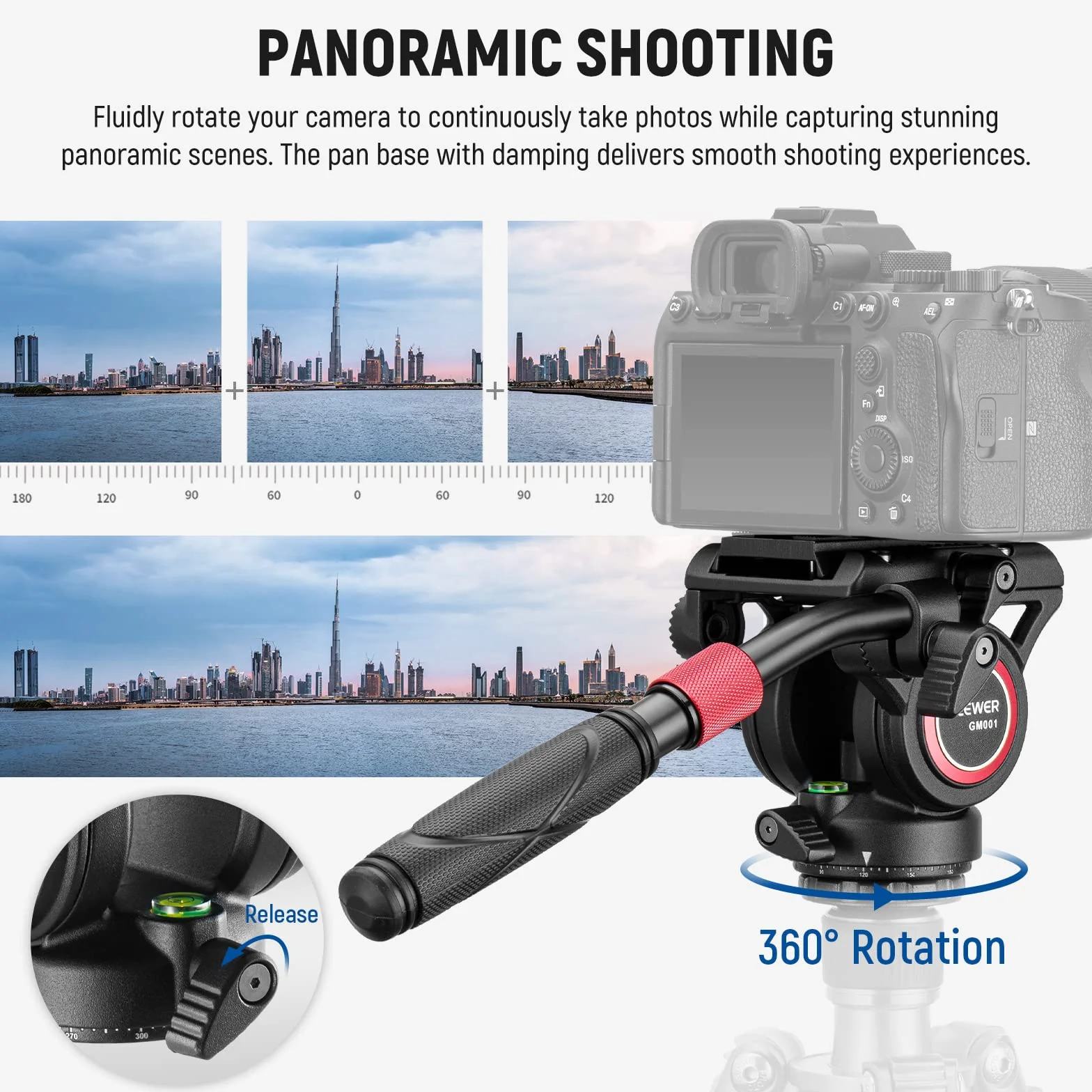 NEEWER Głowica płynu statywu wideo z płytą szybkiego zwalniania, kompatybilna z Manfrotto, ⌀55 mm, 6 kg