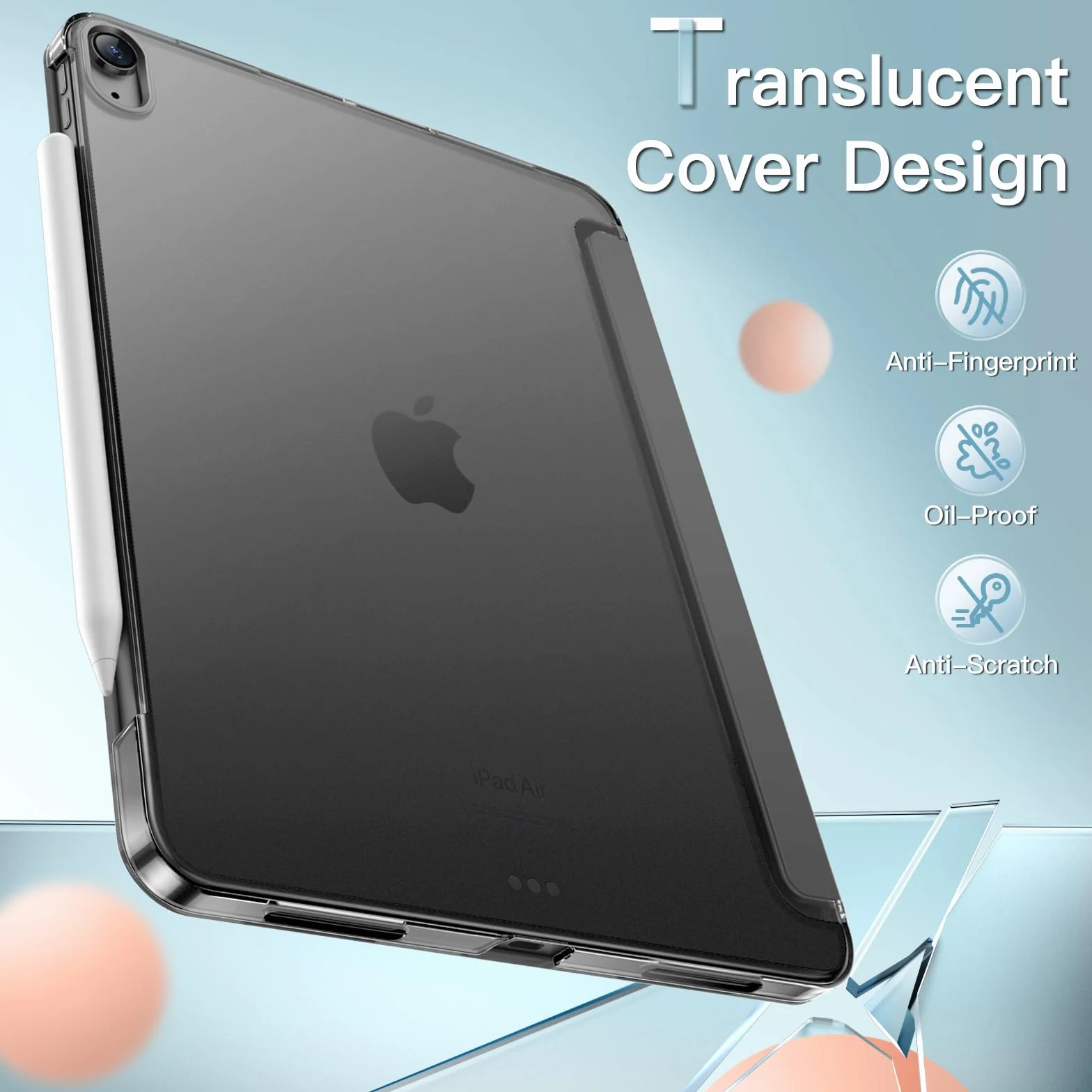 JETech Etui dla iPad Air 13 Cala M4/M3/M2 (2026/2025/2024), Szczupły Podstawkę Twardy Tylna Skorupa Inteligentna Osłona z Automatycznie Budzi/Spać (Gwiezdna Szarość)