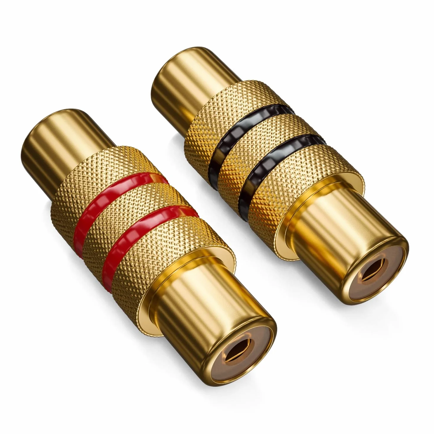 deleyCON 2 Sztuki Złączka Cinch RCA Zestaw - 1x Czarna + 1x Czerwona - Adapter Audio Video - Gniazdo do Gniazda - łącznik