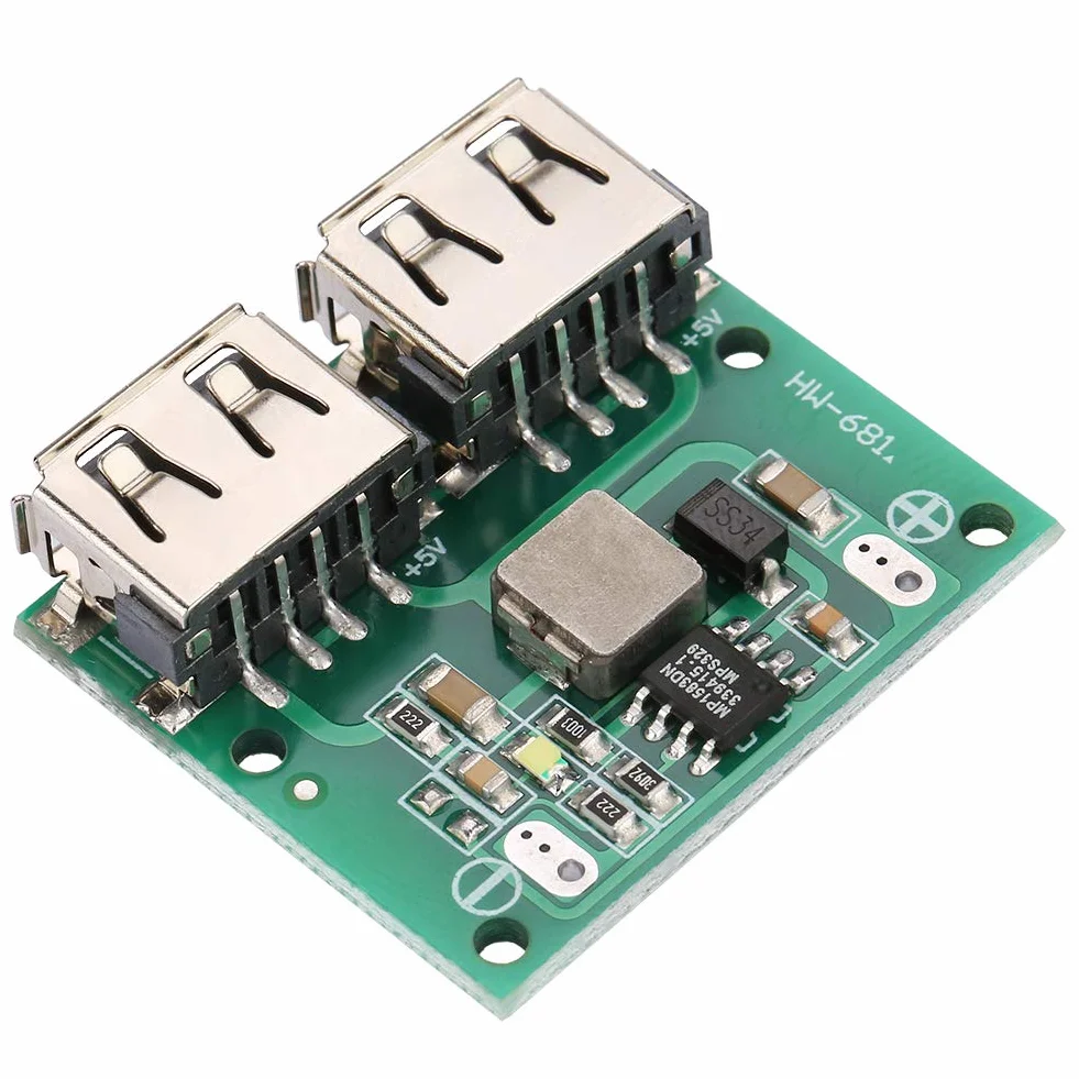 ASHATA Przetwornica z dwoma wyjściami USB, 9 V/12 V/24 V do 5 V 3 A DC-DC Step Down moduł ładowania moduł ładowania zasilacz regulator napięcia wolt transformator płyta