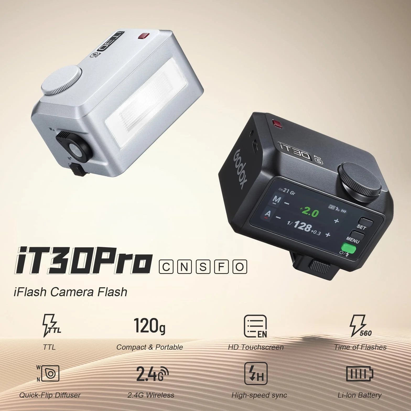 Godox iT30Pro-C Mini lampa błyskowa do Canon DSLR 560 błysków 2,4G TTL GN15 1/8000s