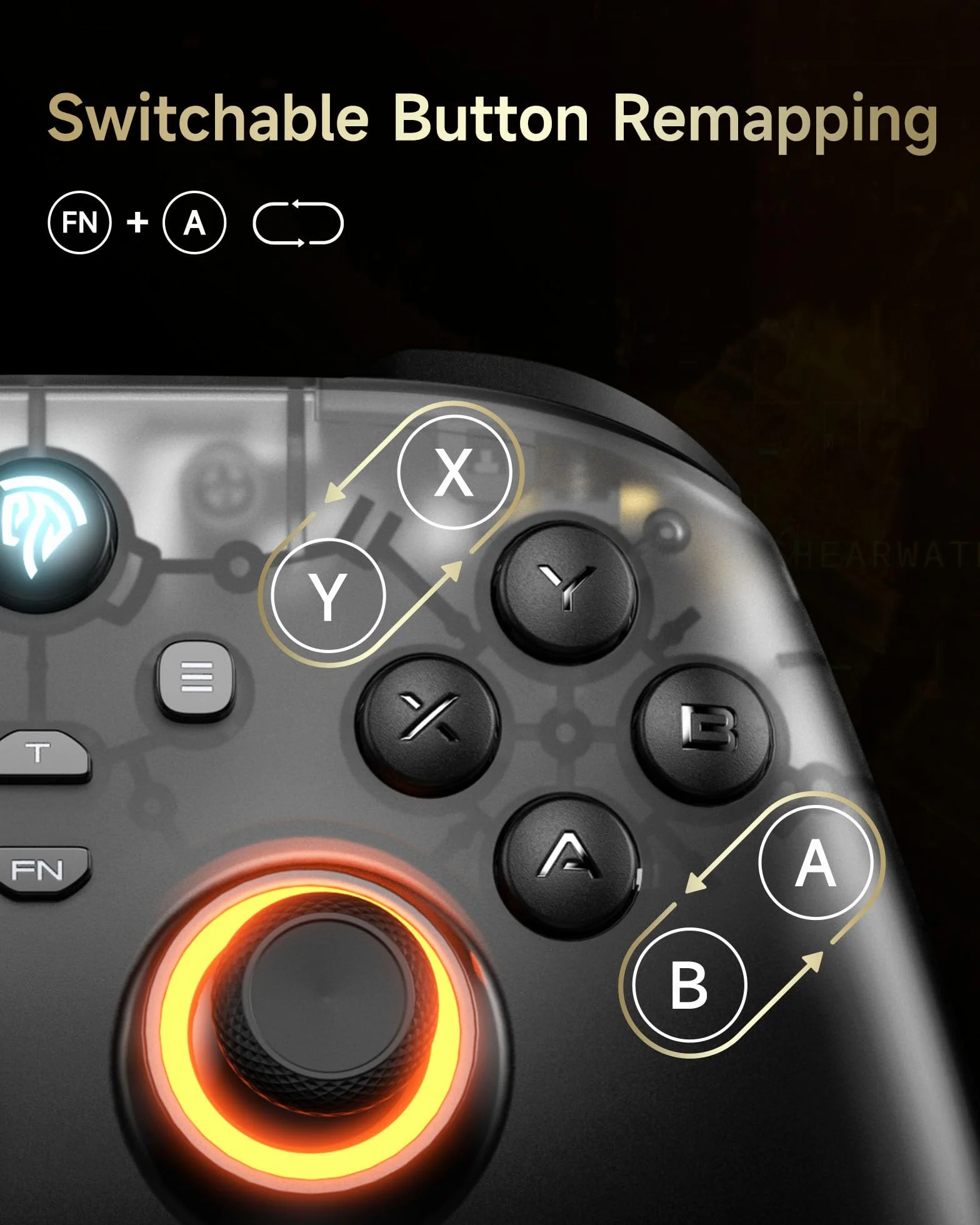 EasySMX Bezprzewodowy kontroler PC D05 z RGB Hall Joystick i stacją ładującą 1000 mAh