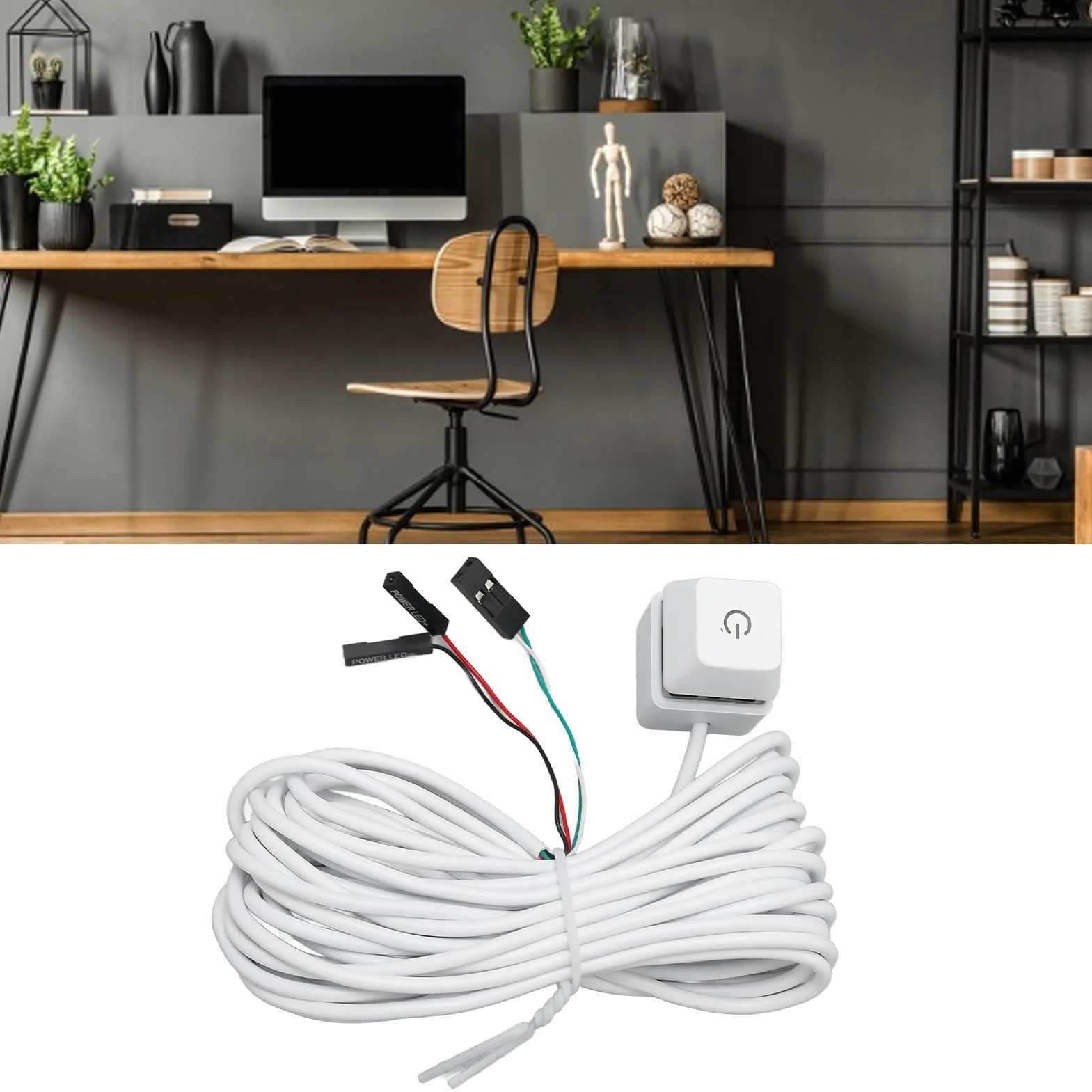 Przełącznik Zasilania Komputera PC, Biały Klucz Mechaniczny Zewnętrzny Wyłącznik Zasilania Komputera PC z Podświetleniem, Niebieski Przełącznik, Plug and Play, do Gier (zielone