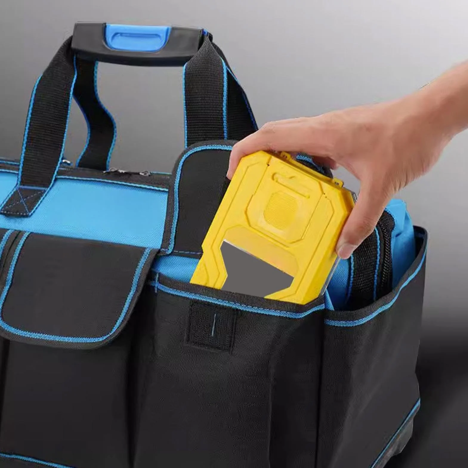 Torba Narzędziowa Organizer Męski Wielokieszeniowy Z Ergonomicznym Uchwytem | Torba Narzędziowa Typu Tote Ze Sztywnym Dnem Do Naprawy Aut, Na Budowie, W Warsztacie, Dla Elektryka I Mechanika, Na Z