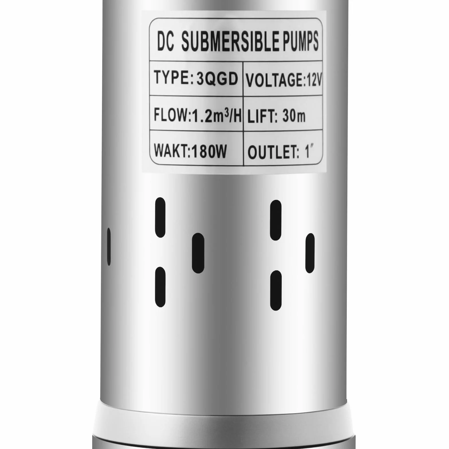 Solarna pompa głębinowa 12 V DC, 180 W, ze stali nierdzewnej, pompa zanurzeniowa z kablem 17 m, 1,2 m³/h, solarna pompa wodna, rura ogrodowa, pompa głębinowa, pompa nawadniająca do fontann