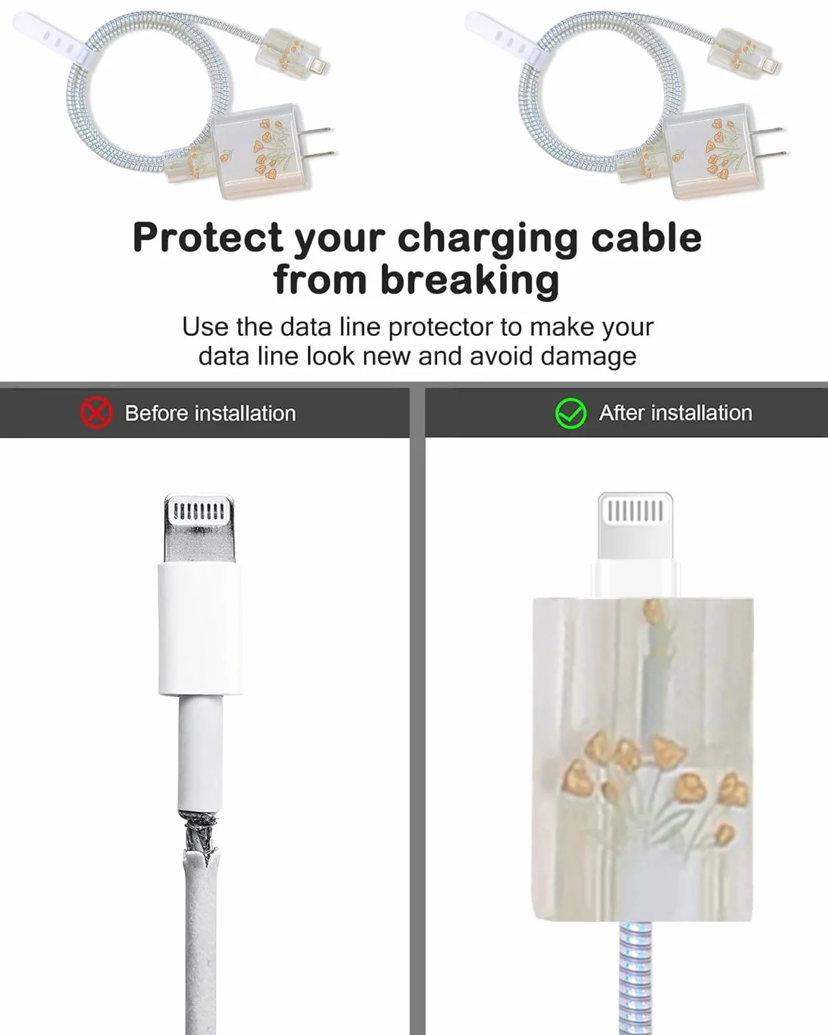 Etui ochronne na ładowarkę silikonowe do iPhone'a USB odporne na gryzienie