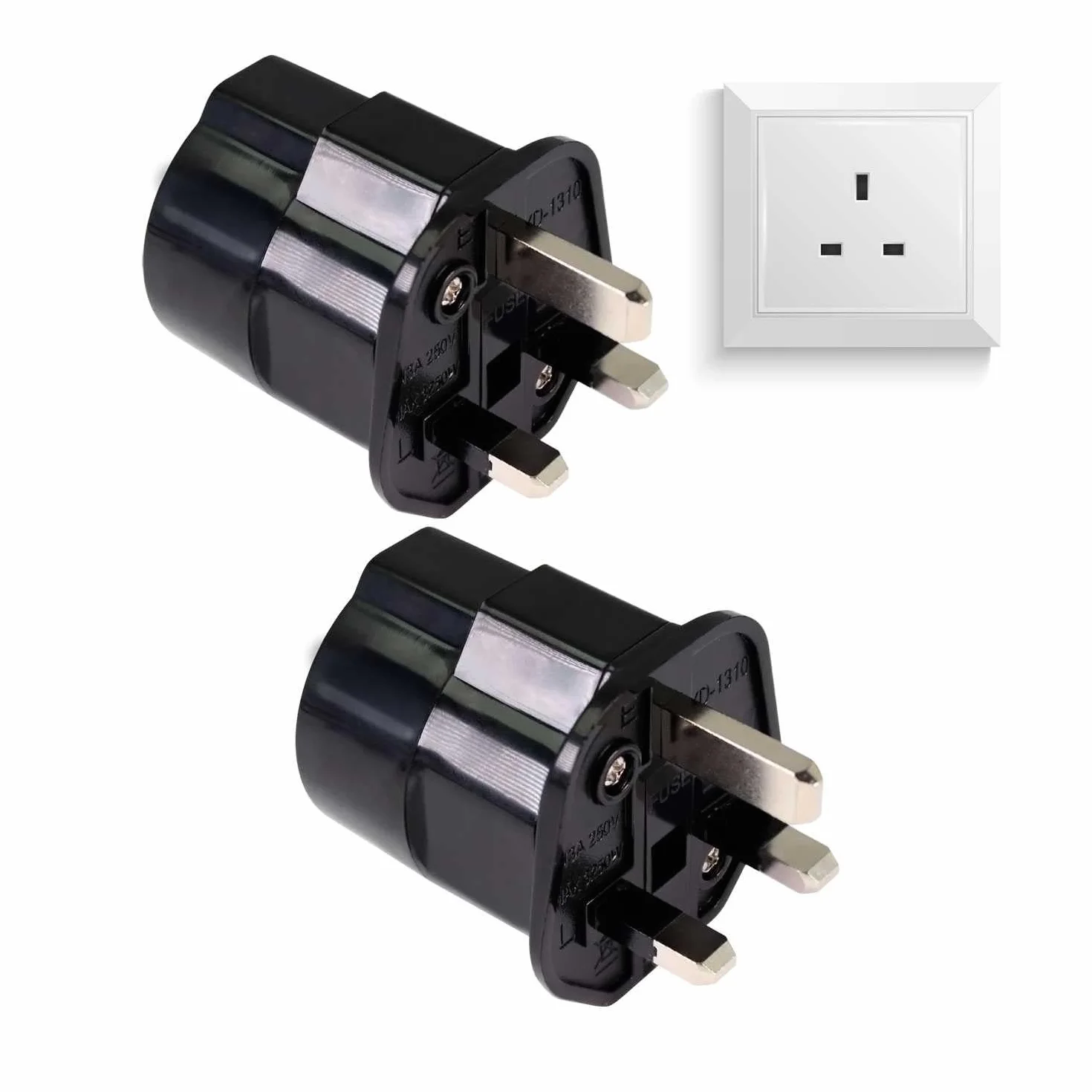 OcioDual Adapter wtyczki brytyjskiej 2X, blokada, czarny