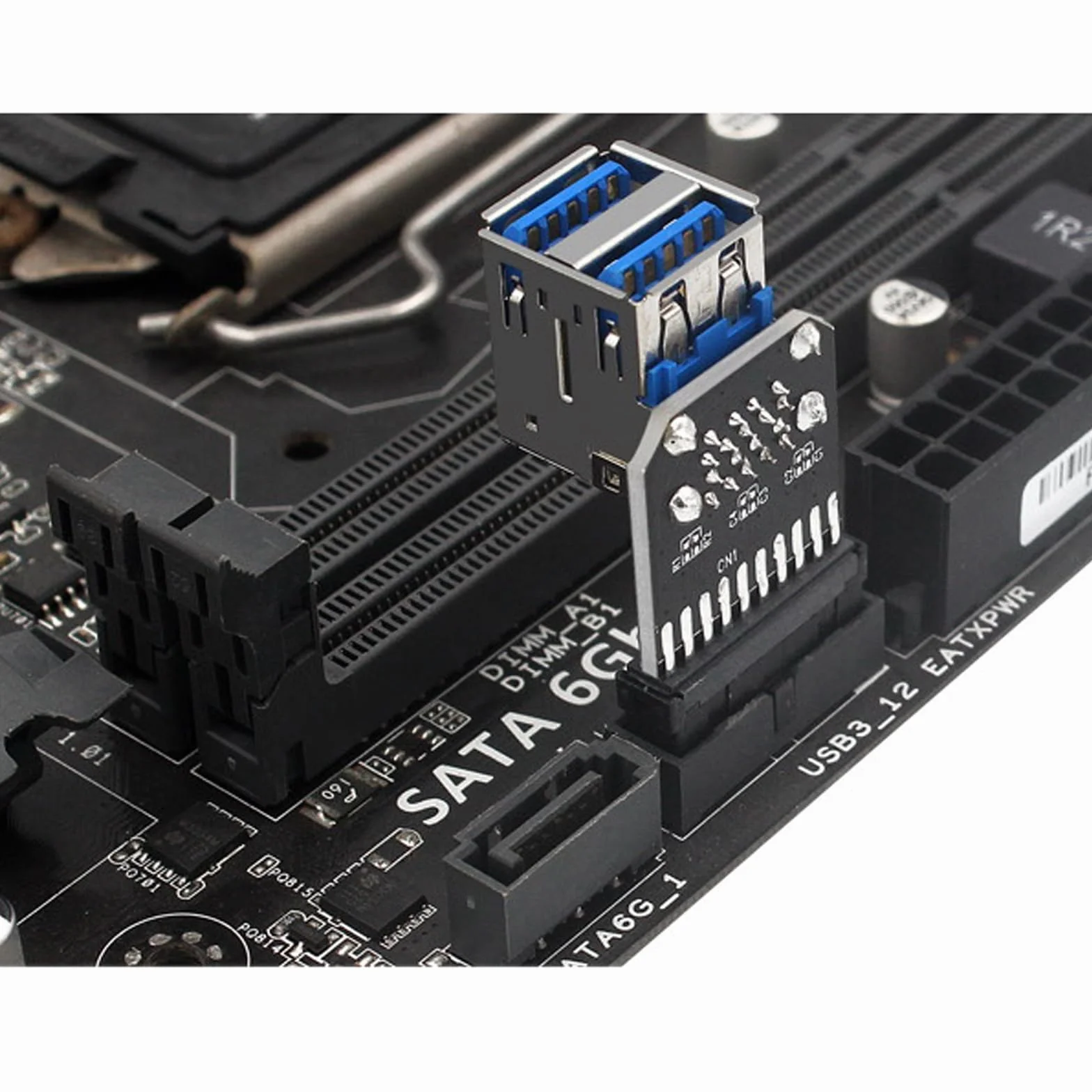 WLGQ Dwuportowy adapter USB 3.0 – 19/20 PIN na podwójny USB 3.0 żeński nagłówek do rozszerzenia płyty głównej PC (A)