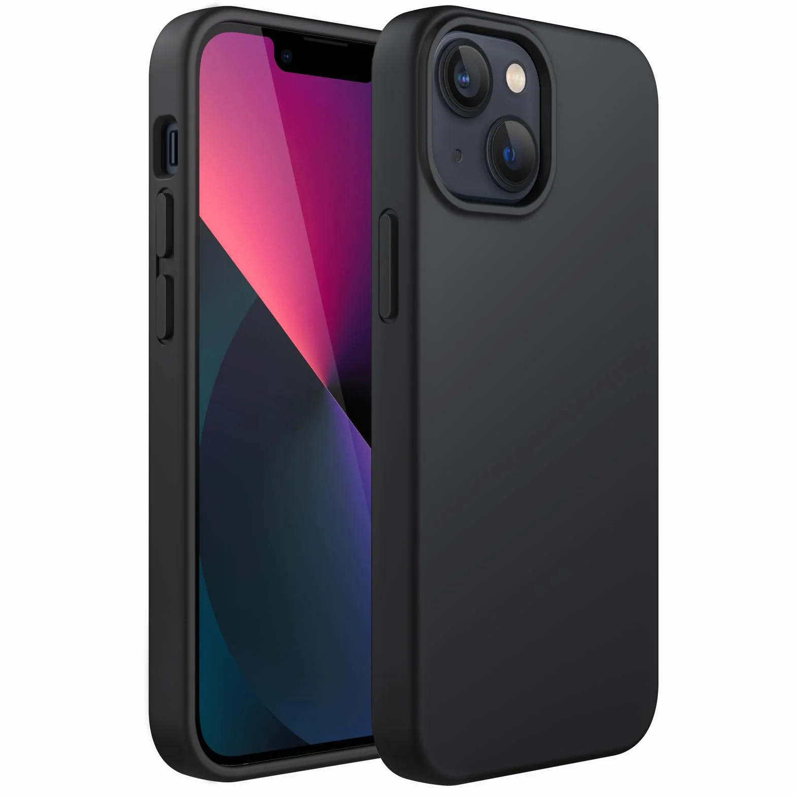 JETech Silikonowe Etui dla iPhone 13 6,1 Cala, Jedwabisty Miękki w Dotyku Futerał Ochronny na Całe Ciało, Odporny na Wstrząsy Pokrowiec z Podszewką z Mikrofibry (Czarny)