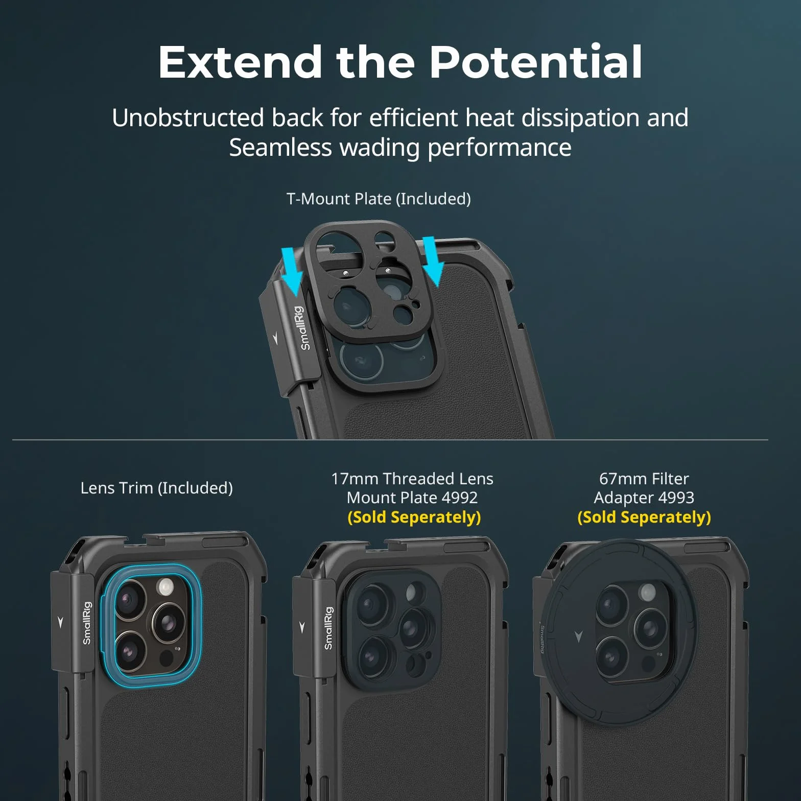 SMALLRIG Phone Video Cage Dual Handheld Kit do iPhone 16 Pro, Phone Rig z bezprzewodowym uchwytem bocznym Quick Release 5007