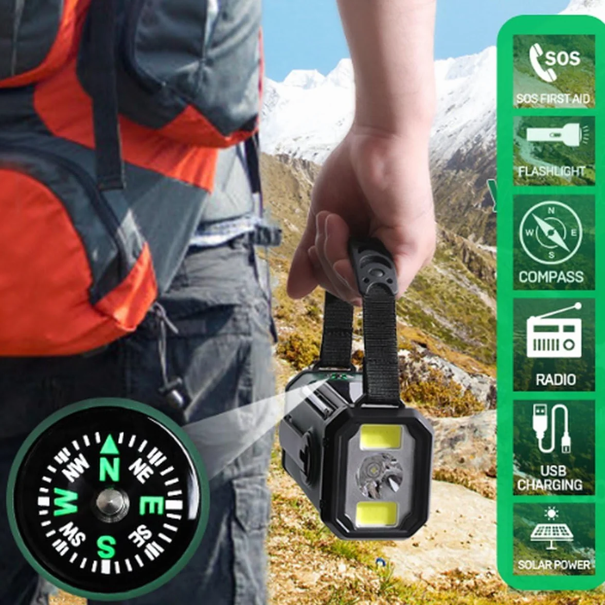 Ishiva 10 000 mAh awaryjne radio solarne AM/FM z latarką LED i ładowarką do telefonu