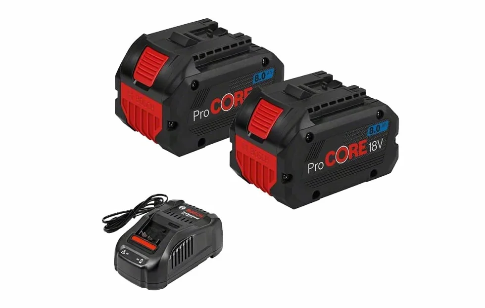 Bosch Professional Zestaw startowy akumulatorów 18 V (2 x akumulator ProCORE18 V 8,0 Ah + szybka ładowarka GAL 1880 CV)