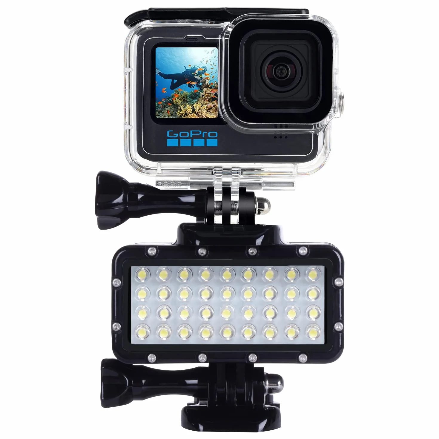 Suptig Lampa do nurkowania LED 45m wodoodporna ściemniana do GoPro Hero 13/12/11/10/9/8/7/6/5/5S/4/3+