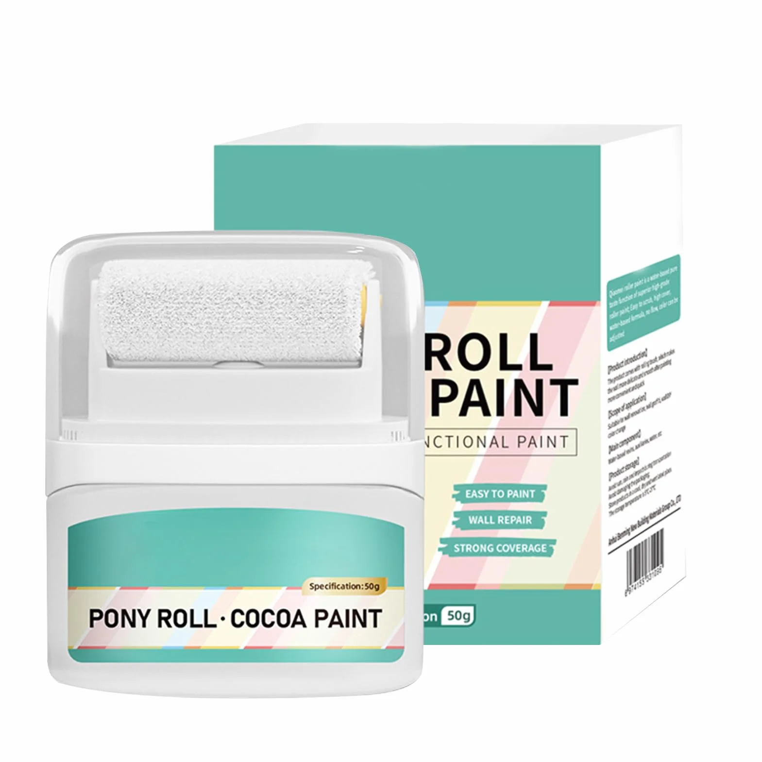 Wall Rolling Paint, House Facade Roller Paint, 2.91x2.2x1.1 Water Based White Repair, Compact and Easy to Use, Integrated Coating Roll for Cleaning Stains & Graffiti