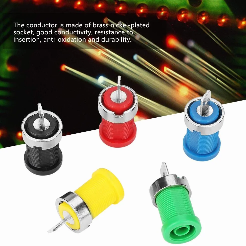 10pcs Prise Banane Jack Couleur Mixte Connecteurs Fiche Banane 4.0mm Connecteur pour montage sur Panneau Prise de Reliure de Sonde