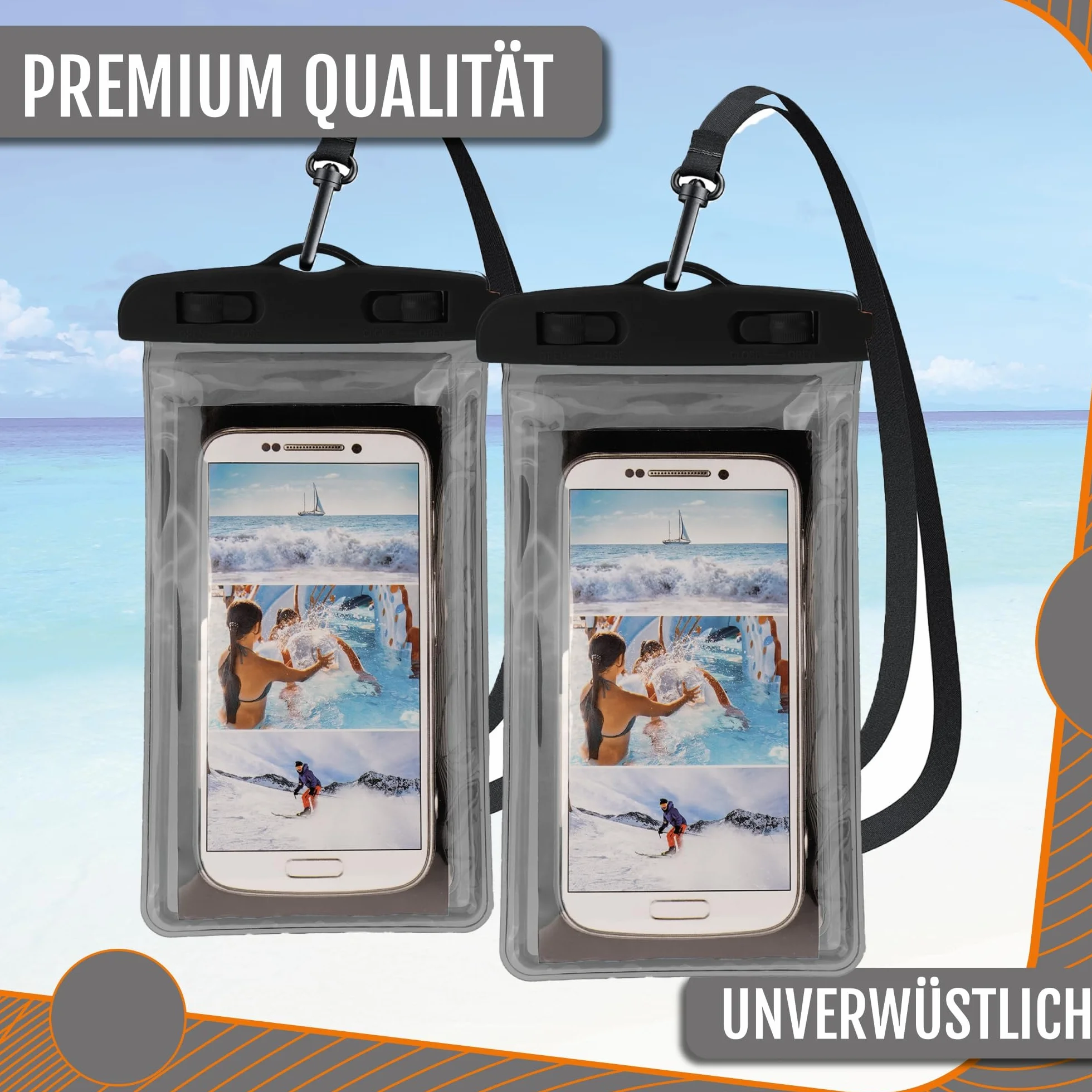 Wodoodporne Etui na Telefon Zestaw 2 szt. – Podwodna Torba do iPhone, Samsung i innych modeli do 6,5" – Idealne na Plażę, Basen, Podróże i Aktywności Outdoor