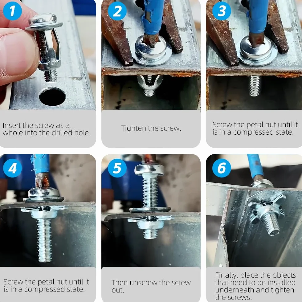 25 szt. nakrętek Jack Nuts, Cavity Metal AnchorsM8 x 30, kołki rozporowe Płatki, metalowe kołki rozporowe do płyt gipsowo-kartonowych, kołek rozporowy z pustej przestrzeni, Thin Walls Hollow