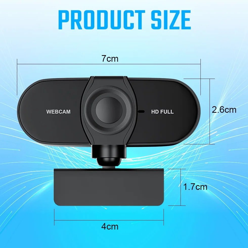 OFFCUP Kamera internetowa HD 1080P z mikrofonem, osłoną prywatności, USB Plug and Play, szerokokątna do komputera