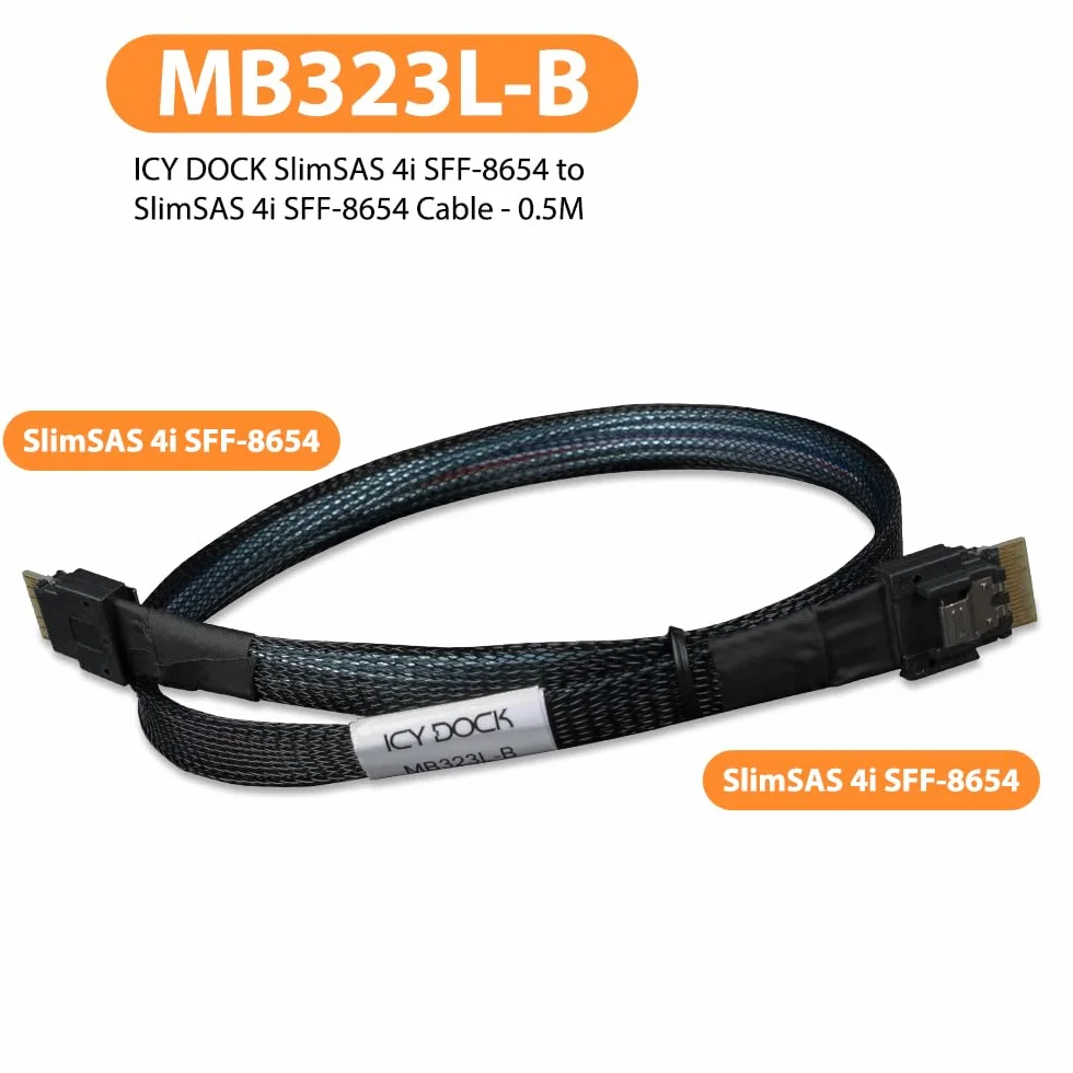 ICY DOCK MB306L-B kabel do transmisji danych SlimSAS SFF-8654 4i 50 cm