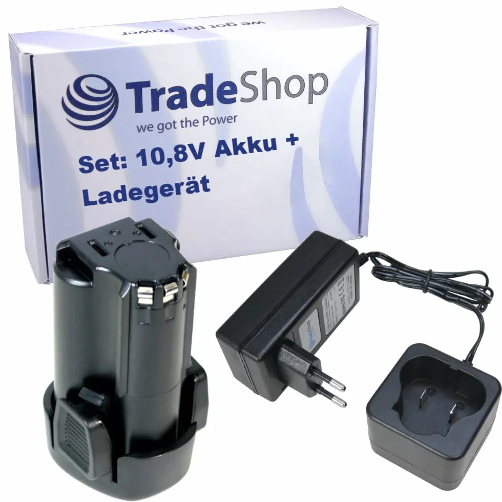 Trade-Shop Zestaw 2 w 1: Akumulator litowo-jonowy 10,8 V / 2000 mAh / 22 Wh + ładowarka zastępuje Black&Decker BL1310 BL110 BL1510 LB12 LBXR12 LBX12