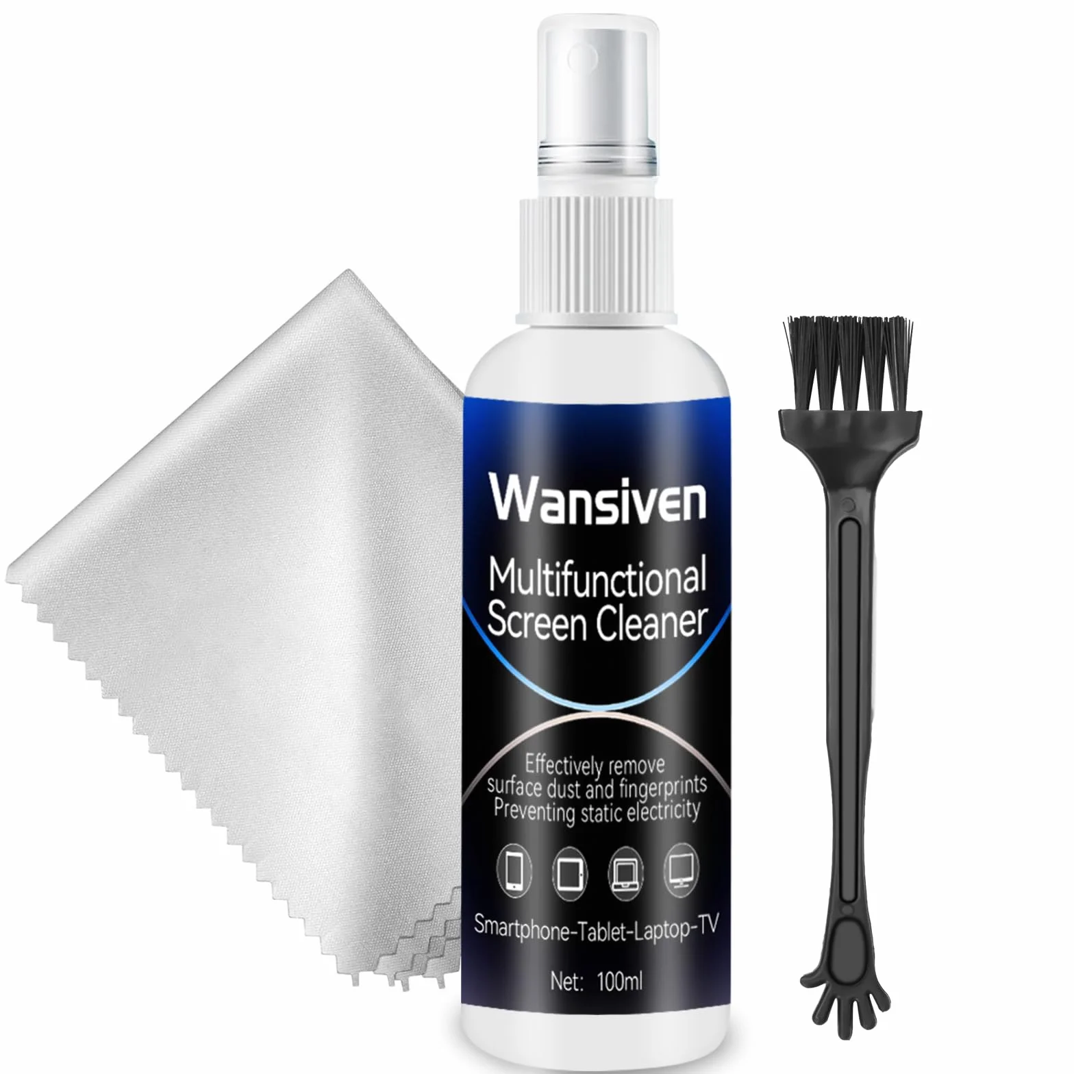 Wansiven Środek do czyszczenia ekranu, środek czyszczący do ekranów o pojemności 100 ml, skutecznie czyści ślady ekranu i odciski palców oraz środek do czyszczenia ekranu używany do ekranów,